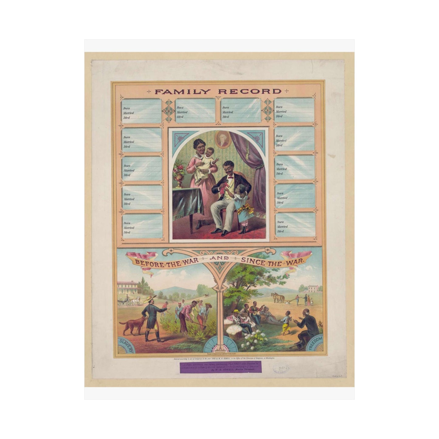 Family record. Before the war and since the war / Krebs Lithographing Company, Cincinnati. High Quality Matte Wall Art Poster for Home, Office, Classroom