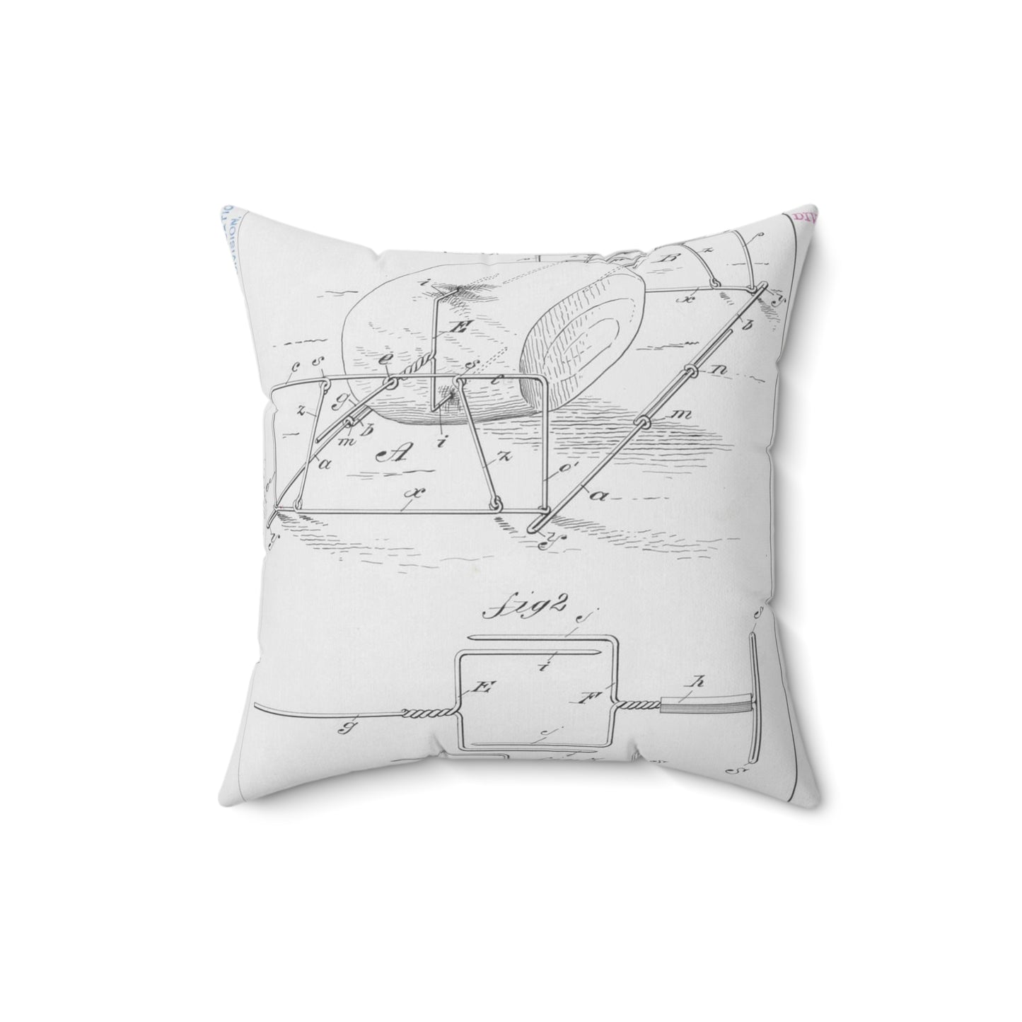 Patent drawing - for M. E. Knight's Spit Public domain image Decorative Accent Square Pillow