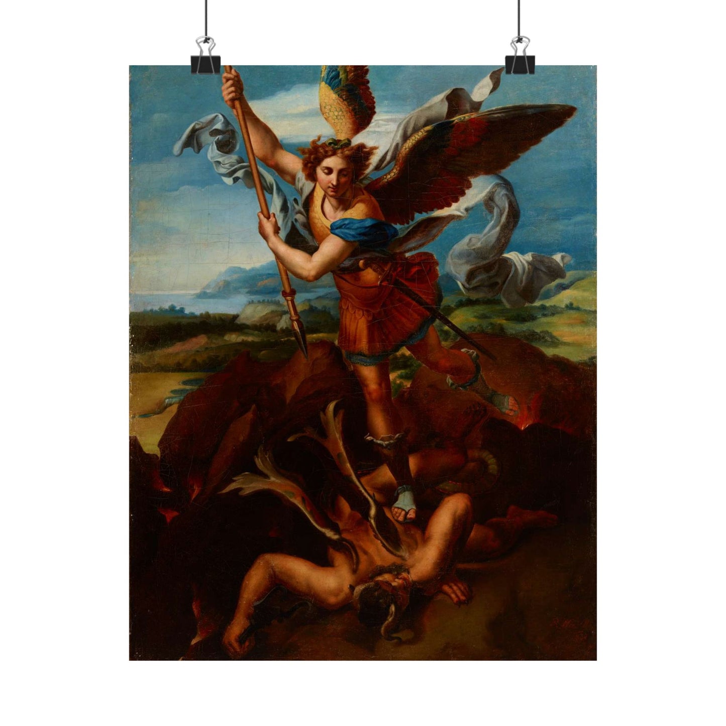 Hadziewicz, Rafał (1803-1886) - Saint Michael the Archangel Vanquishing Satan - MNK XII-A-24 - National Museum Kraków High Quality Matte Wall Art Poster for Home, Office, Classroom