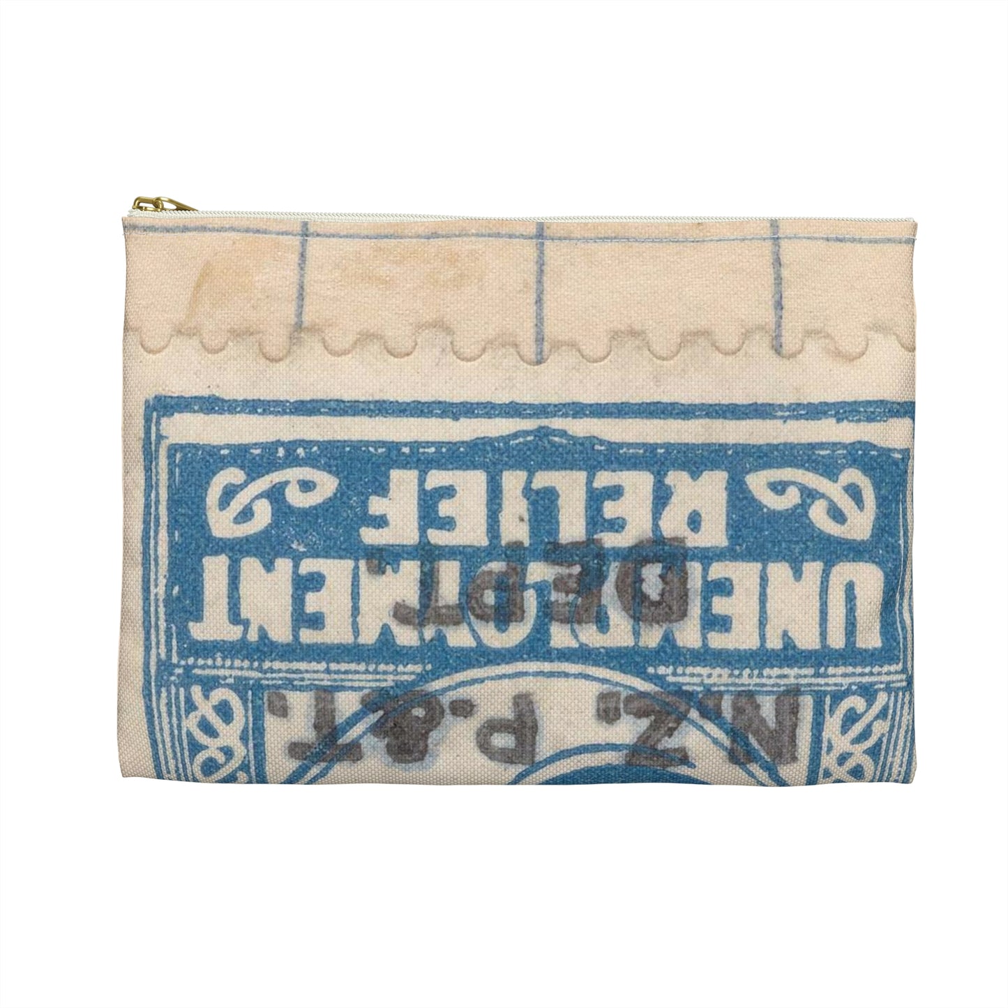 Six penny Unemployment Relief stamp overprinted 'Specimen' Large Organizer Pouch with Black Zipper