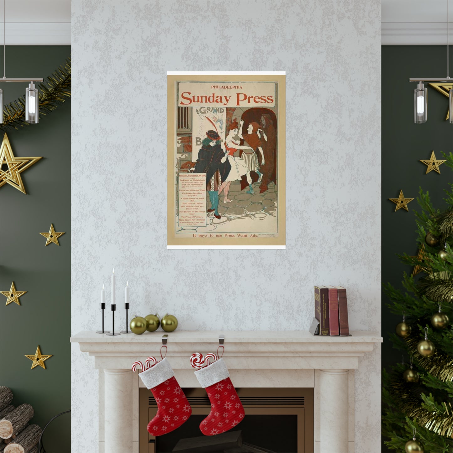 Philadelphia Sunday press. September 29, 1895. High Quality Matte Wall Art Poster for Home, Office, Classroom