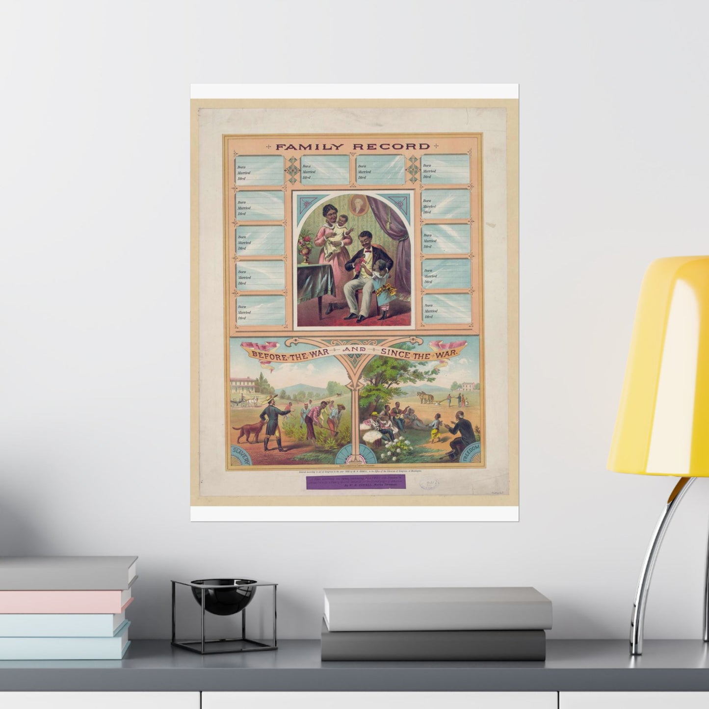 Family record. Before the war and since the war / Krebs Lithographing Company, Cincinnati. High Quality Matte Wall Art Poster for Home, Office, Classroom