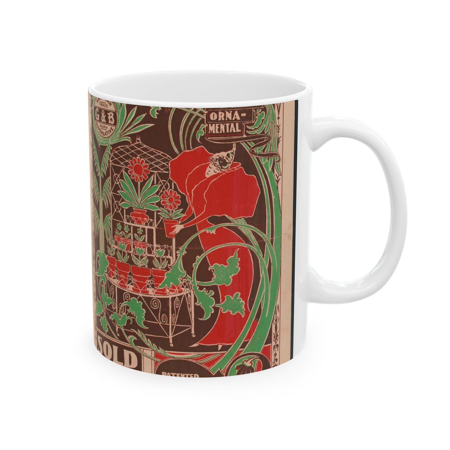 Flower pot stands sold here - Public domain engraving Beautiful Novelty Ceramic Coffee Mug 11oz