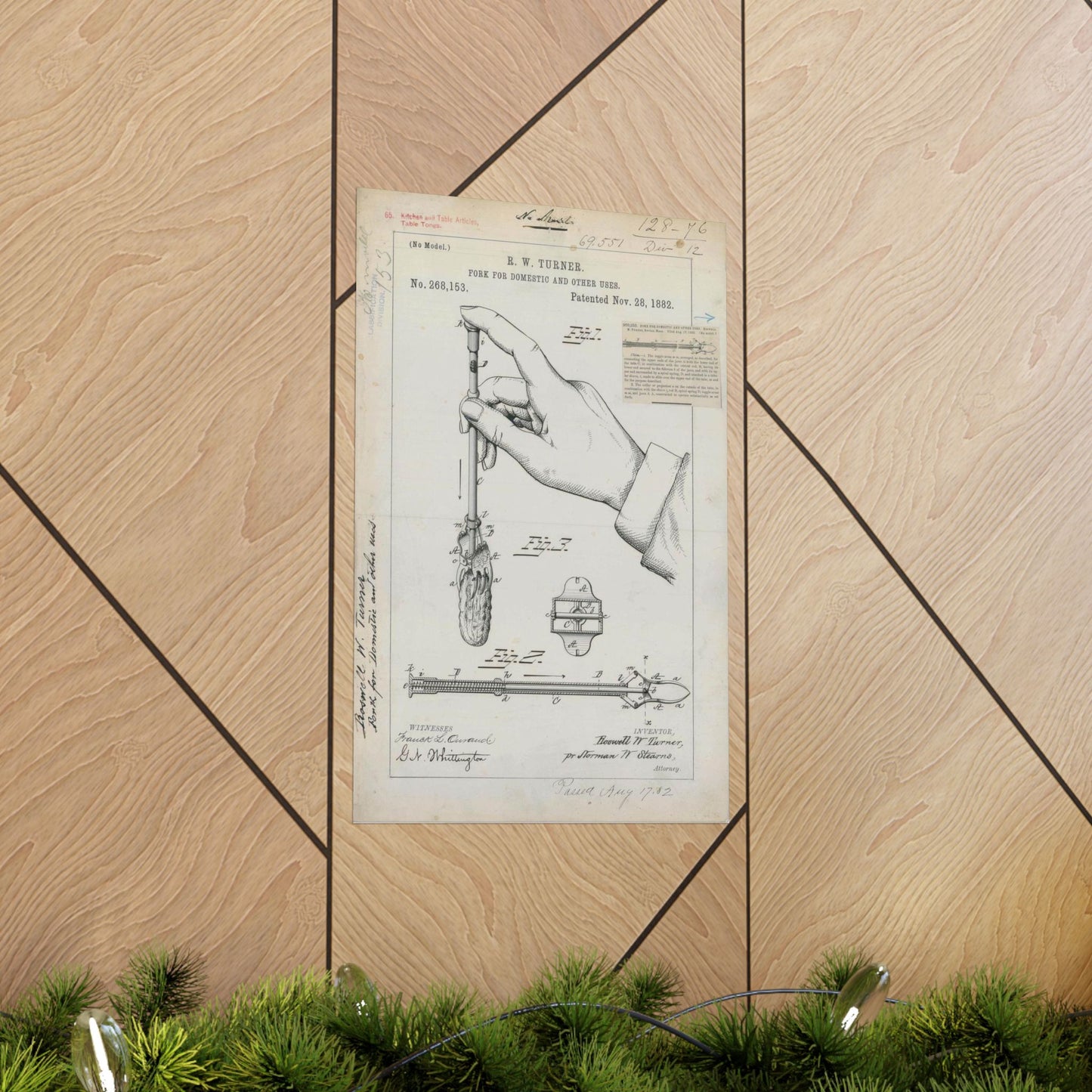 Patent drawing - for R. W. Turner's Fork for Domestic and Other Uses Public domain image High Quality Matte Wall Art Poster for Home, Office, Classroom