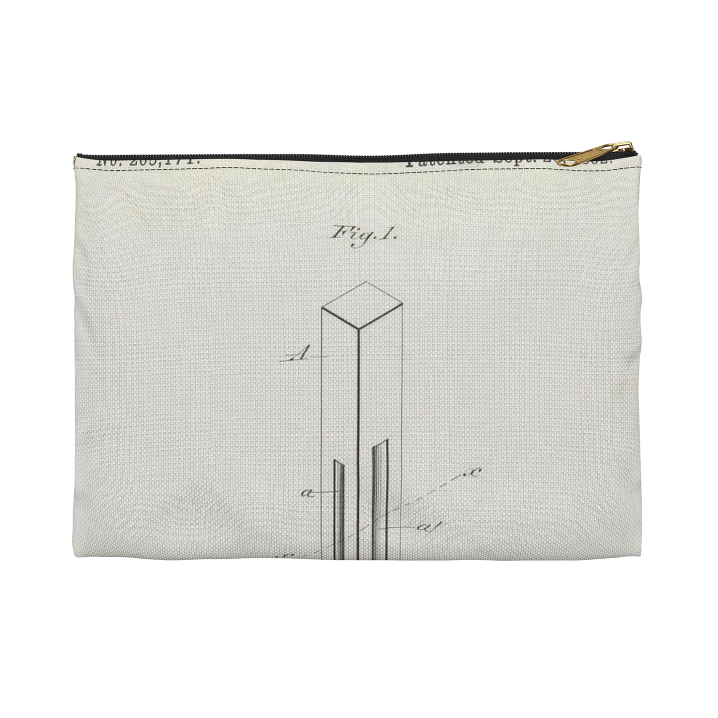 Patent drawing - for J. Sperry's Clothes Pin Public domain image Large Organizer Pouch with Black Zipper