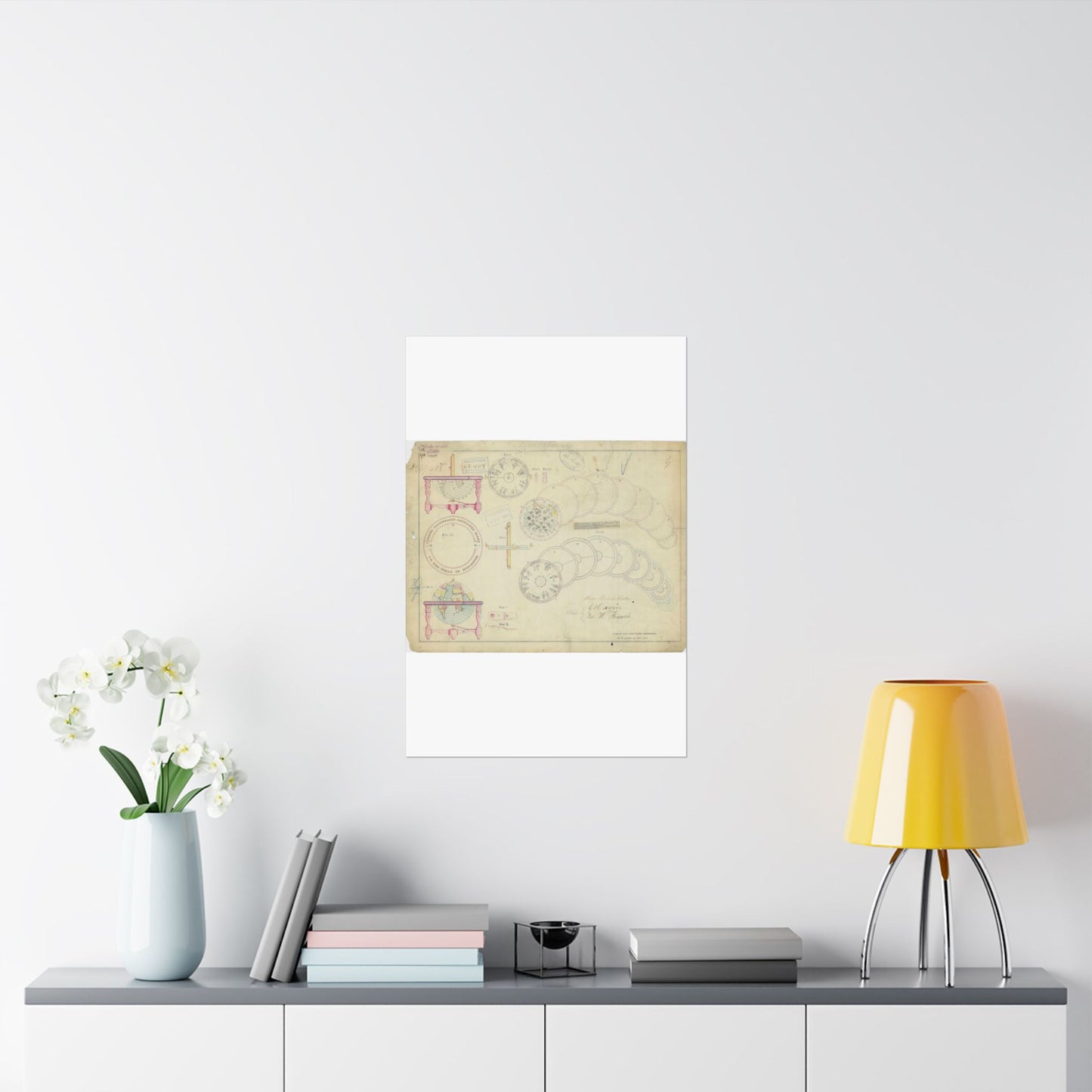 Patent drawing - Drawing of a Terrestrial Globe Public domain image High Quality Matte Wall Art Poster for Home, Office, Classroom