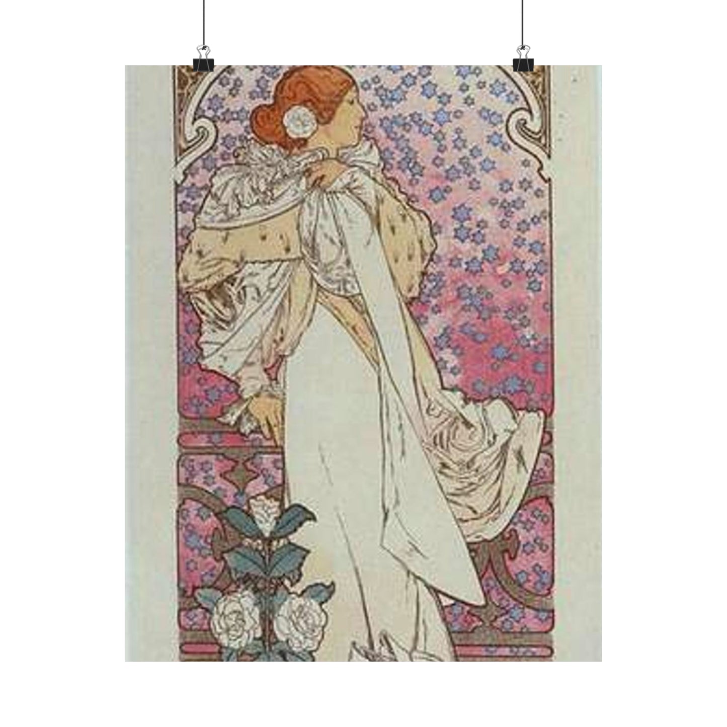 Affiche pour le Théâtre de la Renaissance, "la Dame aux Camélias". High Quality Matte Wall Art Poster for Home, Office, Classroom