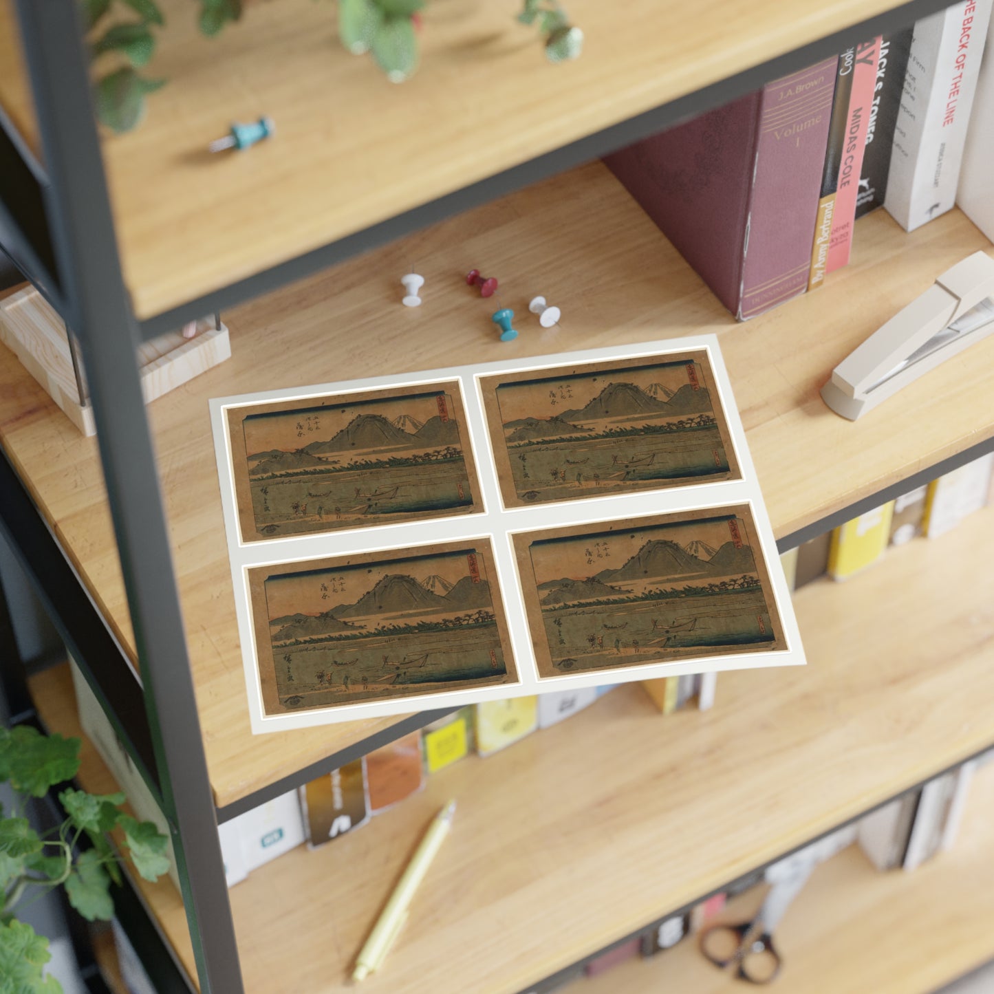 Utagawa Hiroshige - Kanbara, Andō Hiroshige, depicting Mount Fuji Laminated UV Protective Vinyl Stickers