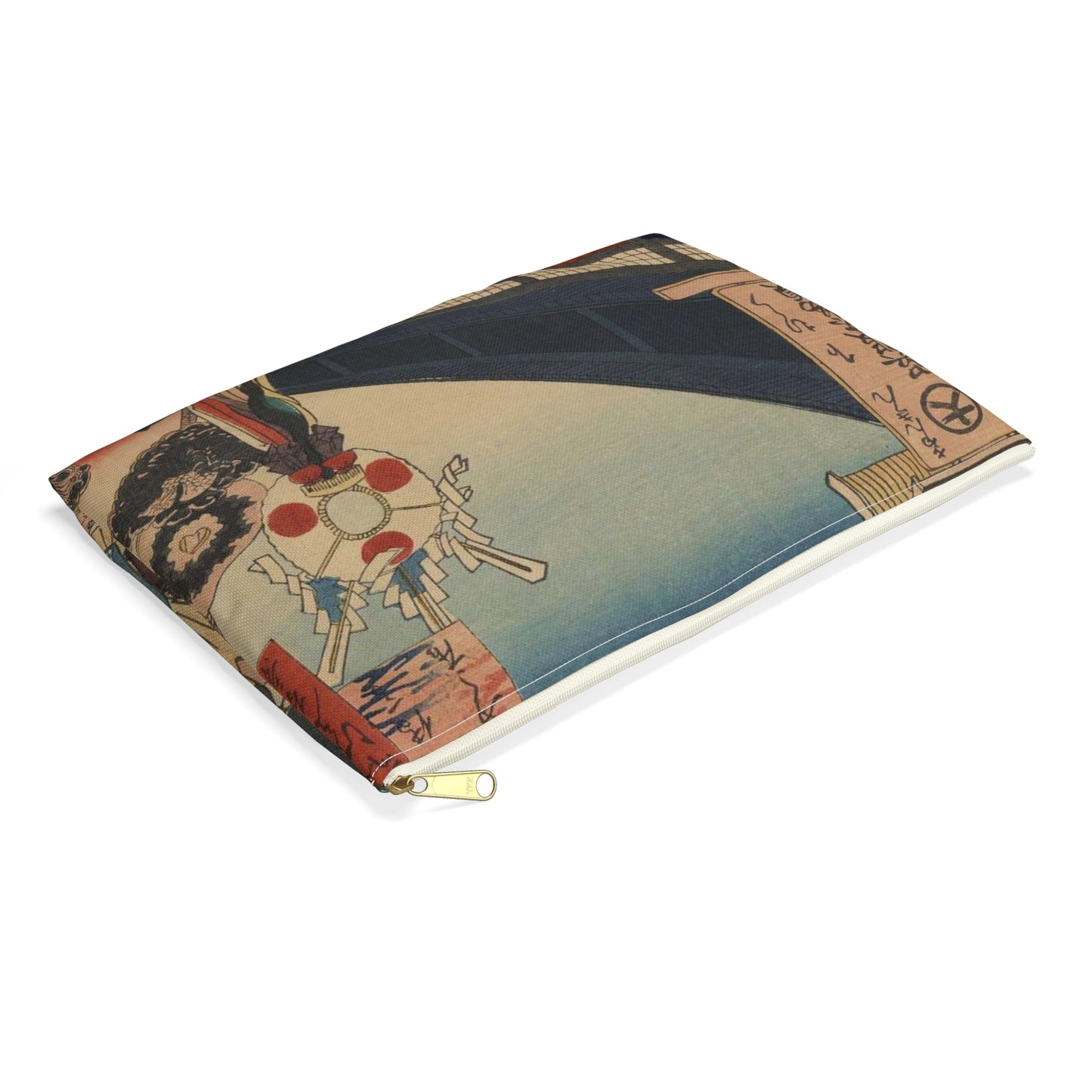 Gajō icchō, Ando Hiroshige - Public domain portrait drawing Large Organizer Pouch with Black Zipper