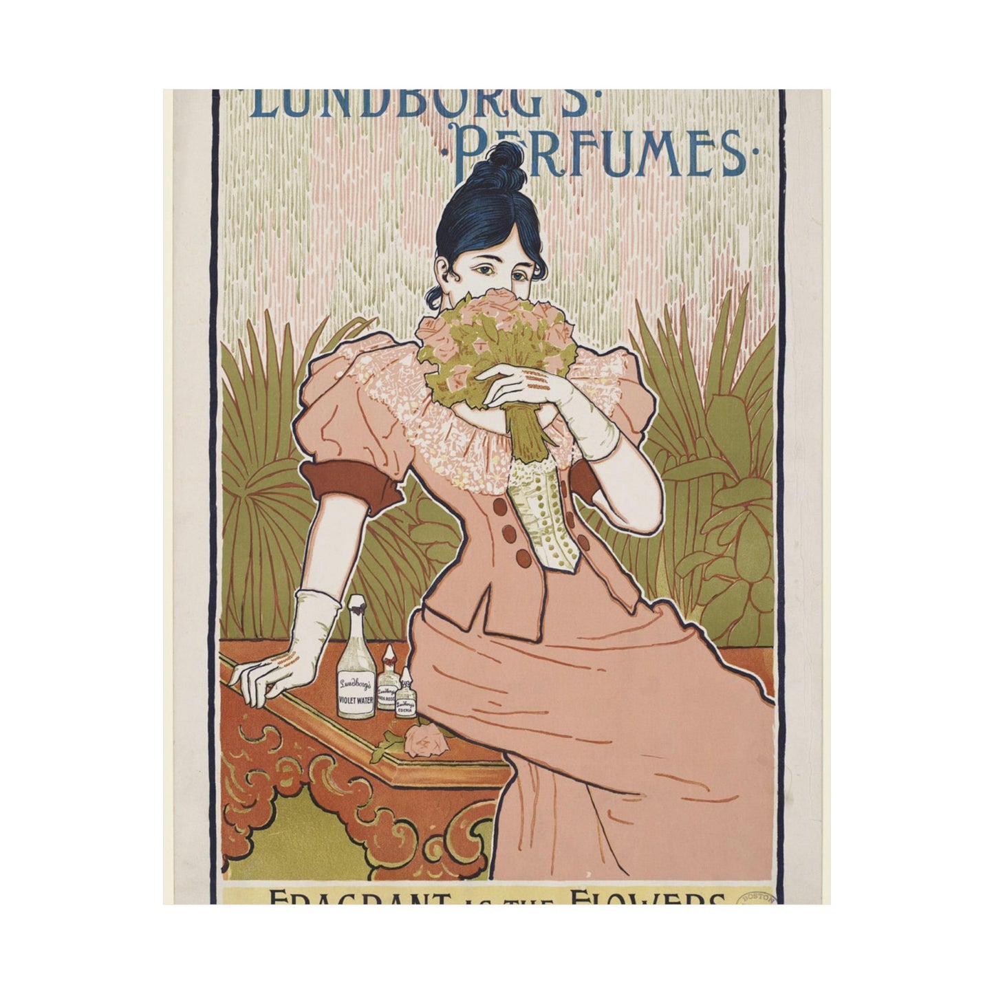 Lundborg's perfumes, Art Nouveau poster High Quality Matte Wall Art Poster for Home, Office, Classroom