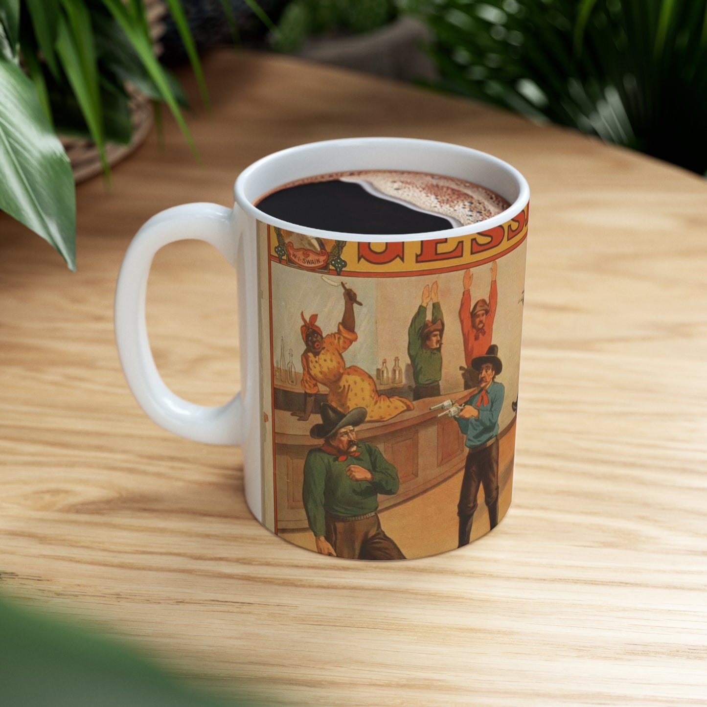 W.I. Swain's western spectacular production, Jesse James Beautiful Novelty Ceramic Coffee Mug 11oz