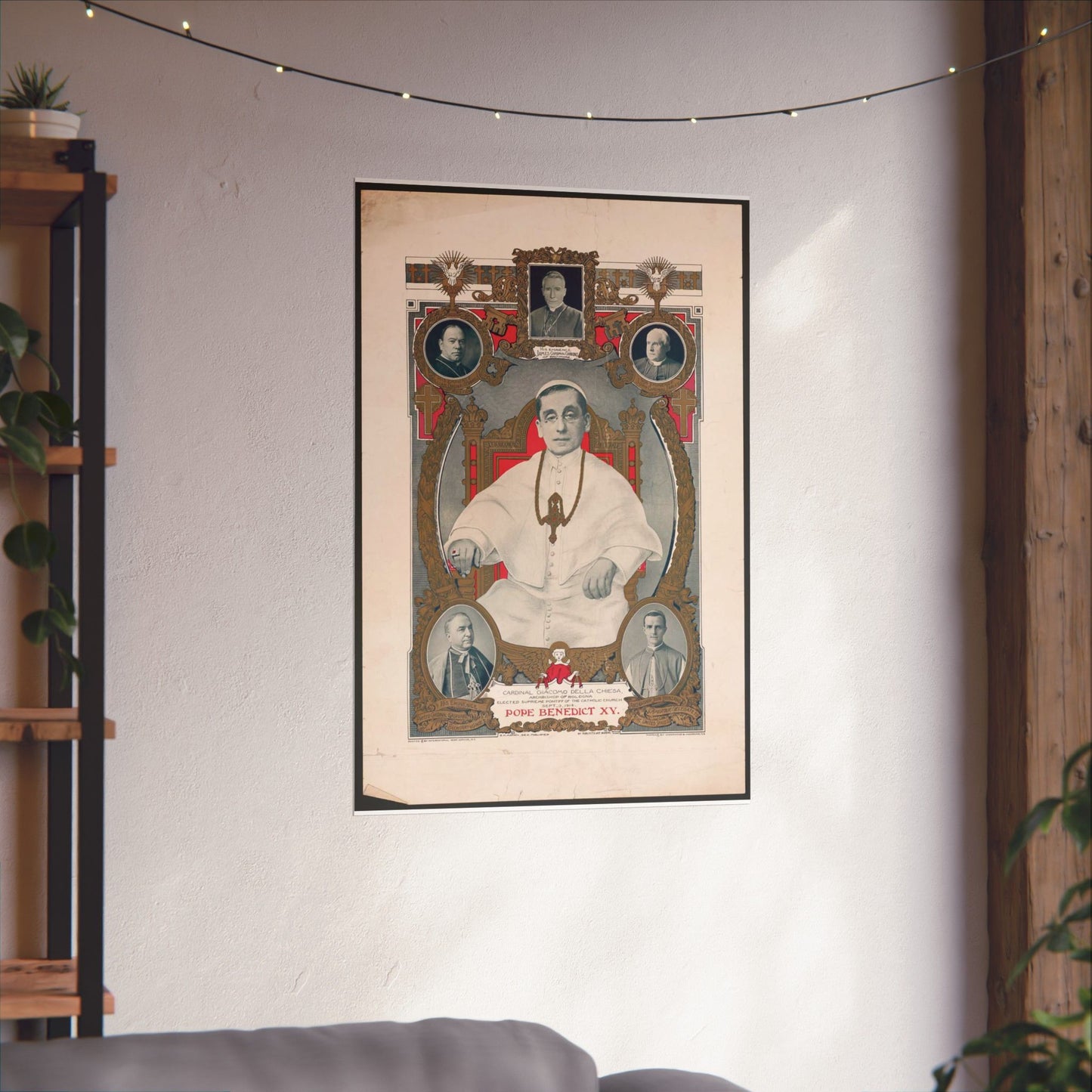Pope Benedict XV: Cardinal Giacomo Della Chiese, Archbishop of Bologna, Elected Supreme Pontiff of the Catholic Church, September 3, 1914 High Quality Matte Wall Art Poster for Home, Office, Classroom