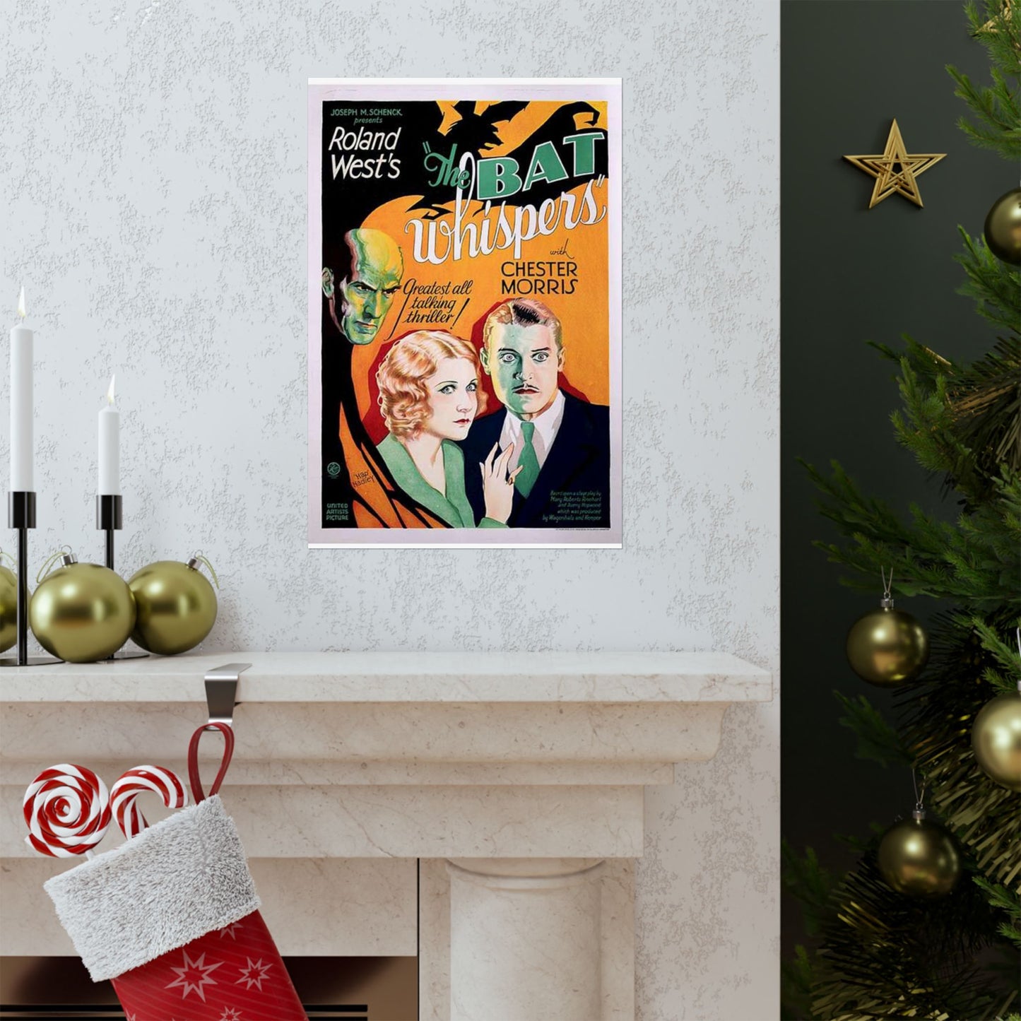 Batwhispers movie poster - Art Deco public domain image High Quality Matte Wall Art Poster for Home, Office, Classroom