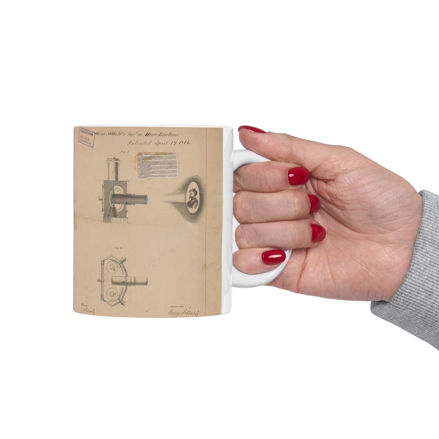 Patent drawing - Drawing of Improvement in Magic Lanterns Public domain image Beautiful Novelty Ceramic Coffee Mug 11oz
