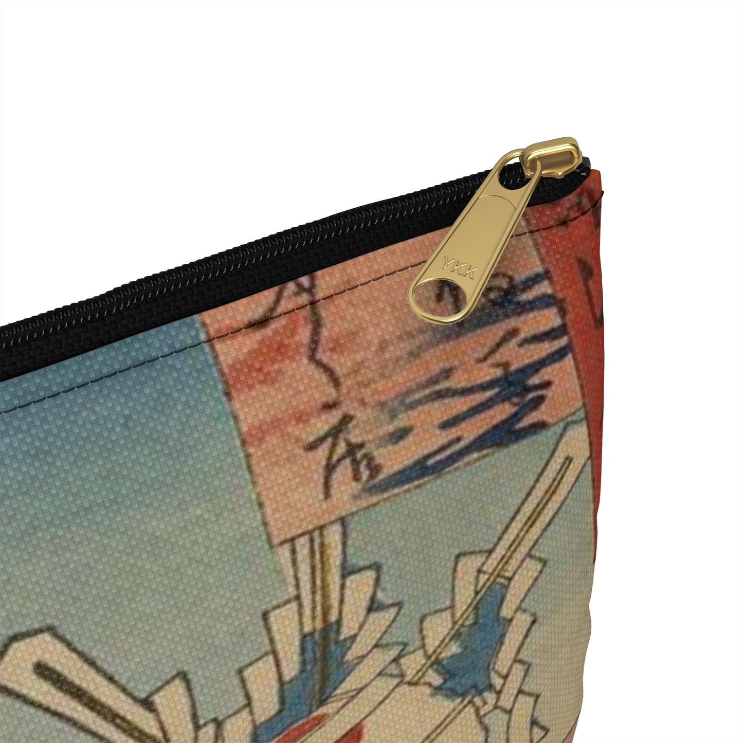 Gajō icchō, Ando Hiroshige - Public domain portrait drawing Large Organizer Pouch with Black Zipper