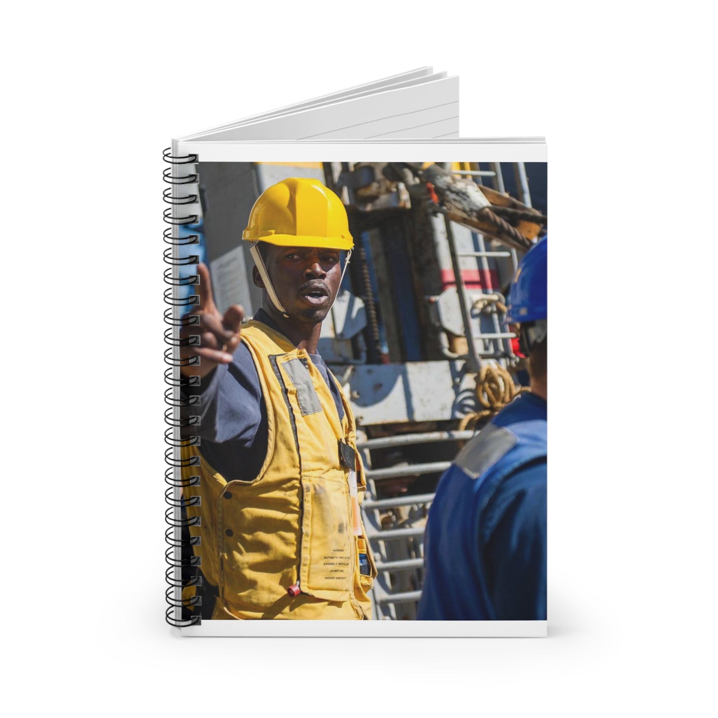 Seaman Glenrick Henry directs crew members as rig captain Spiral Bound Ruled Notebook with Printed Cover