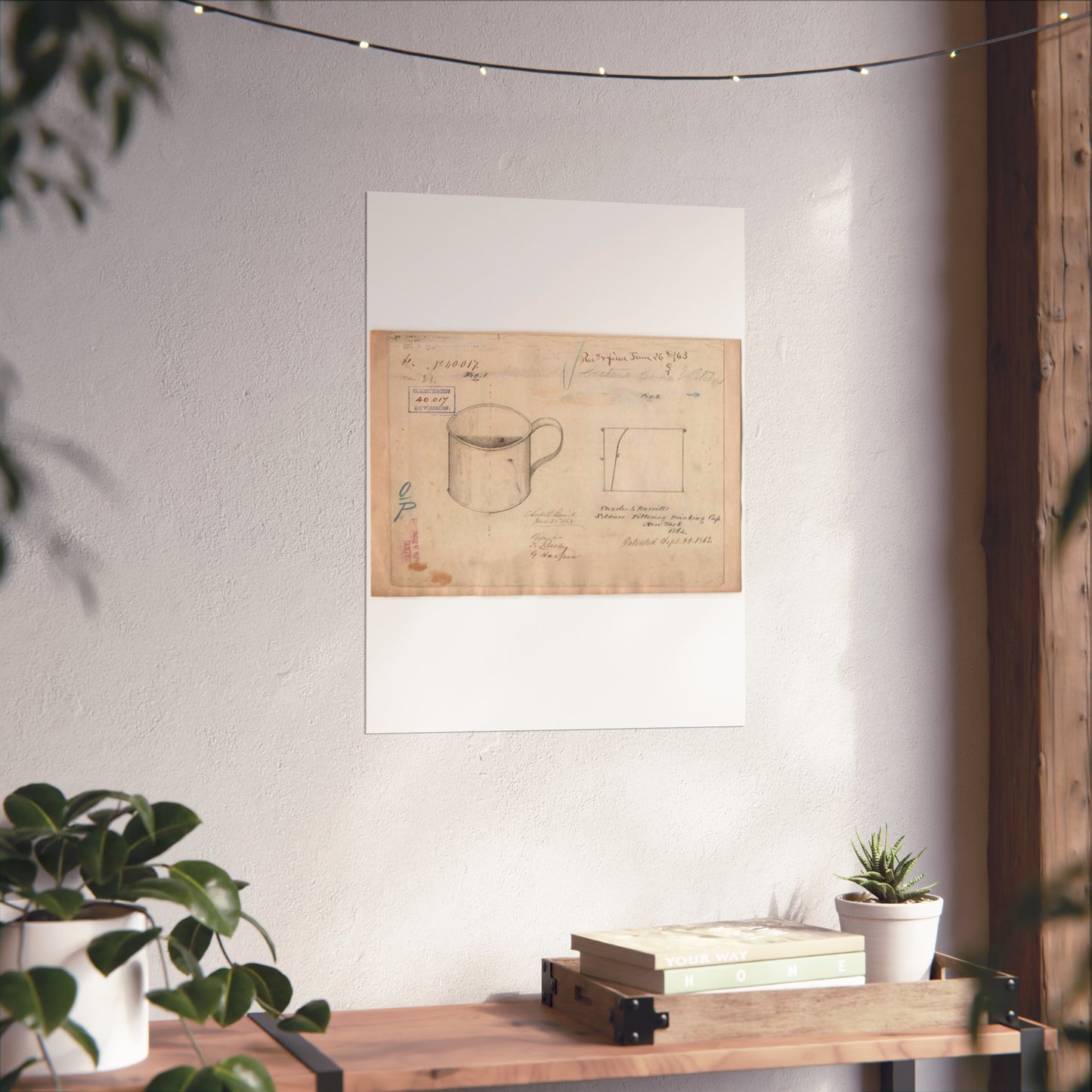 Patent drawing - Drawing of Soldiers Filtering Drinking Cup Public domain image High Quality Matte Wall Art Poster for Home, Office, Classroom