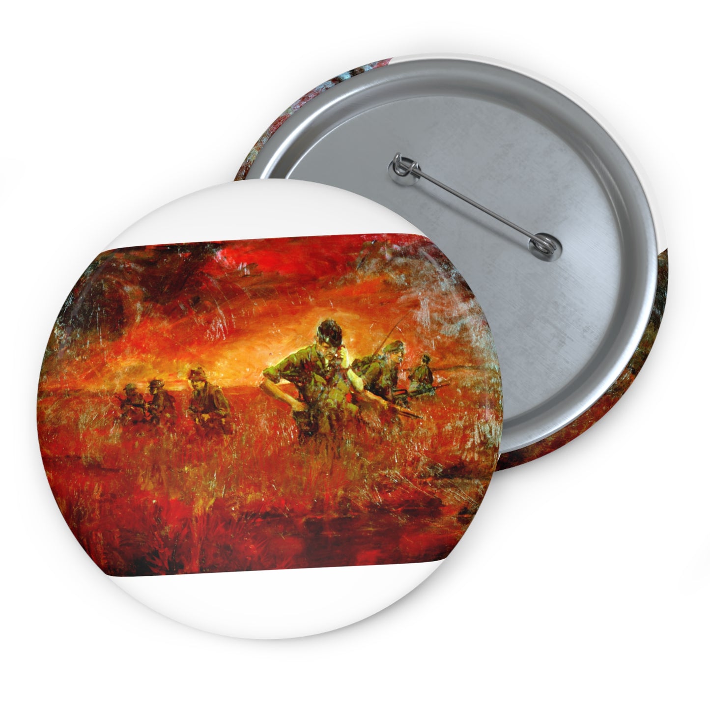 Artwork: "Man/Ready" Vietnam. Artist: Paul MAC Wiliams. Catalog Number: 1.141.87 Pin Buttons with Crisp Design