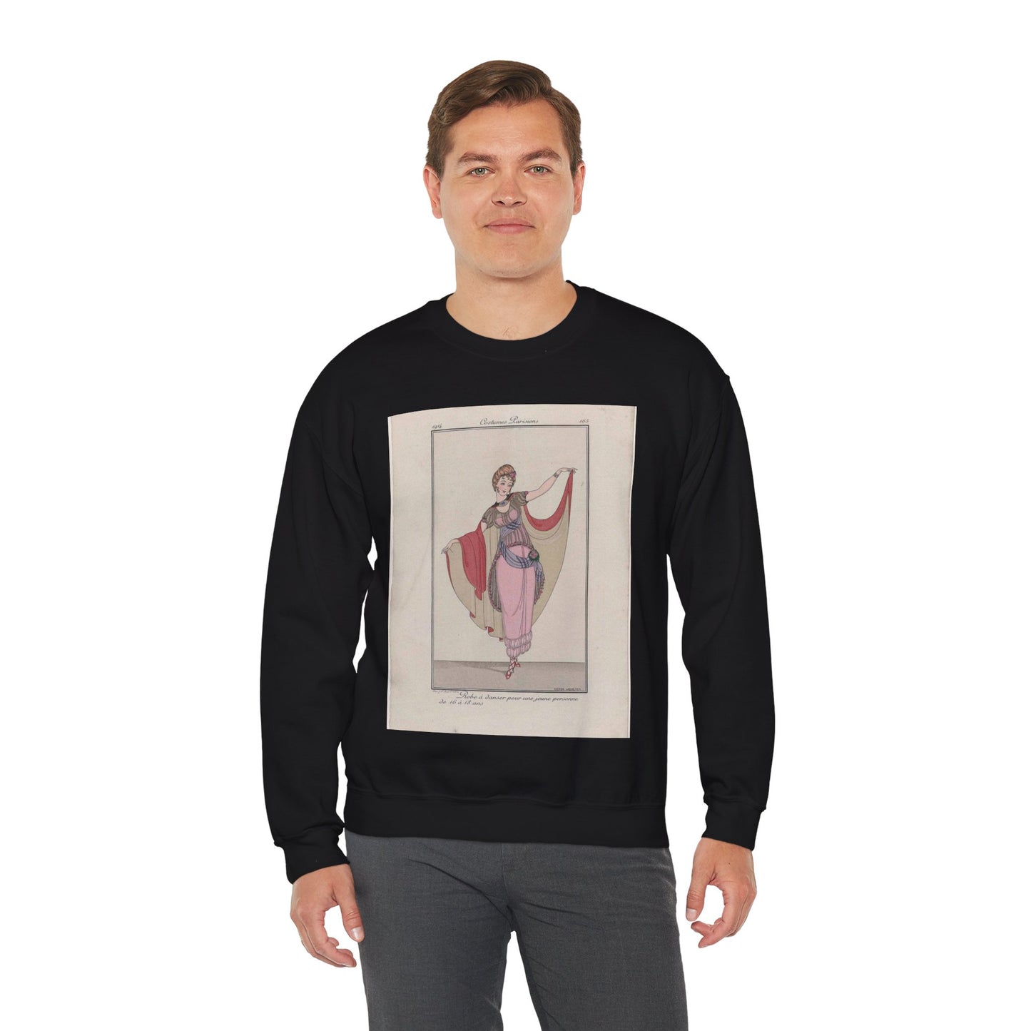 Journal des Dames et des Modes, Costumes Parisiens, 1914, No. 165 : Robe à danser (...) Black Heavy Blend Adult Crew Neck SweatShirt
