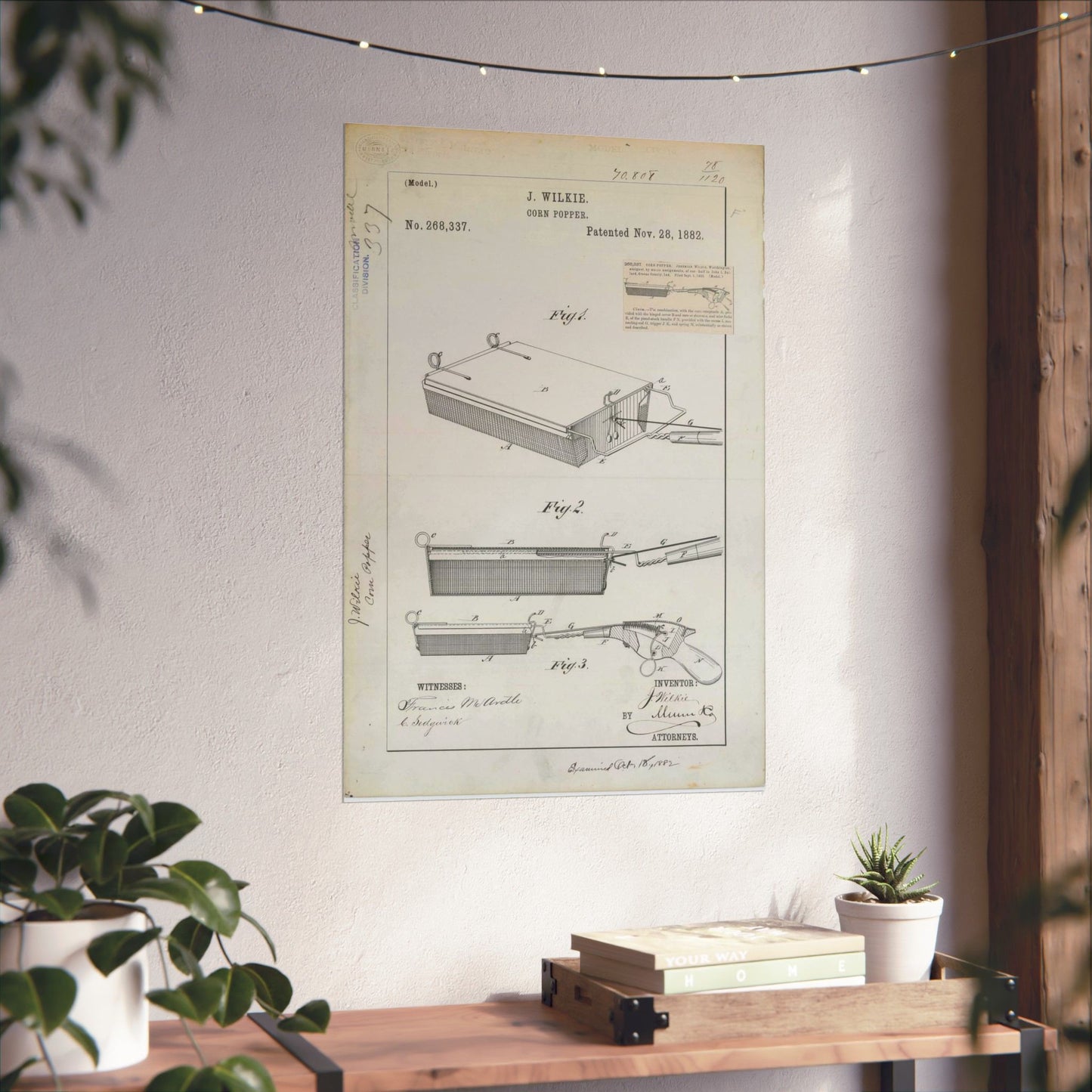 Patent Drawing of Engine - for J. Wilkie's Corn Popper Public domain image High Quality Matte Wall Art Poster for Home, Office, Classroom