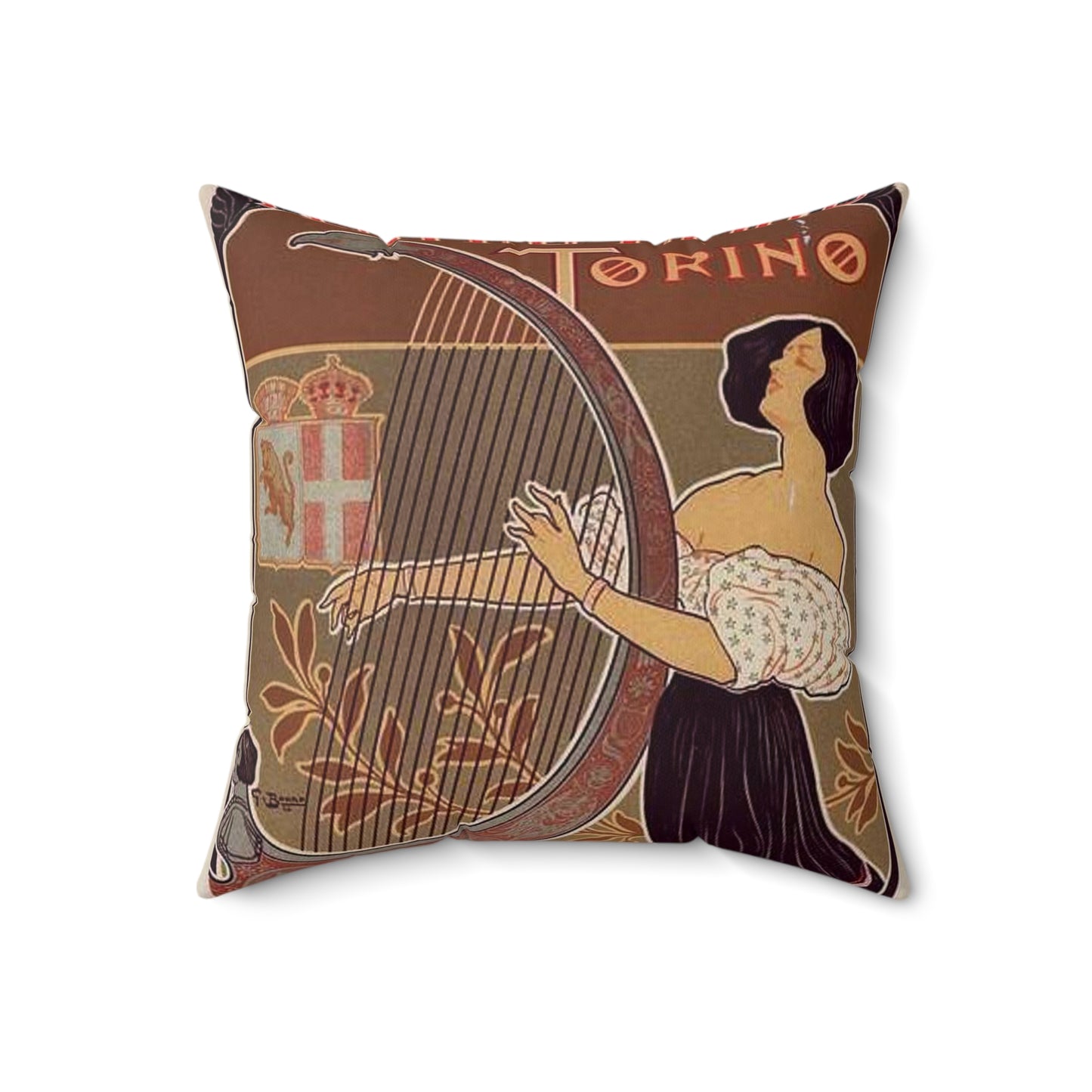 Affiche italienne pour le "Théâtre royal de Turin" Decorative Accent Square Pillow