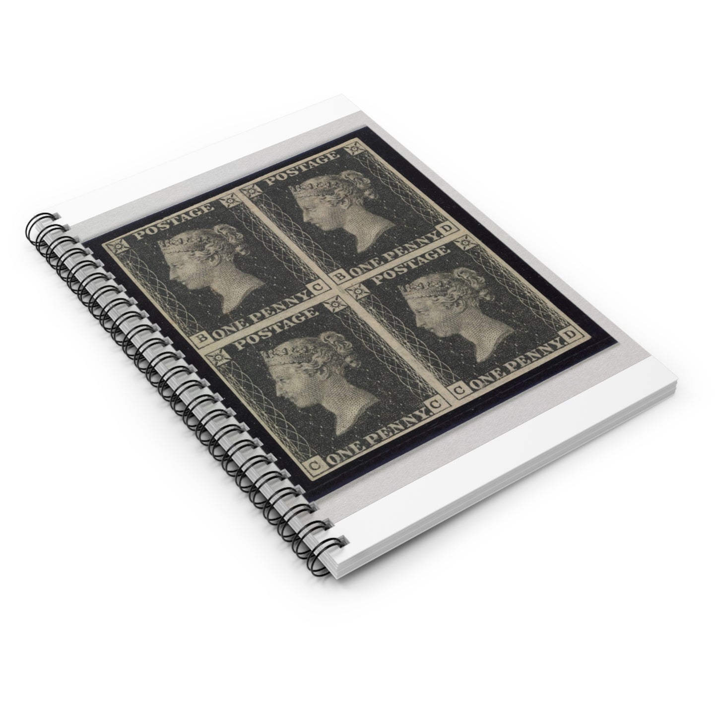 "Penny Black" postage stamps - postal stamp Spiral Bound Ruled Notebook with Printed Cover
