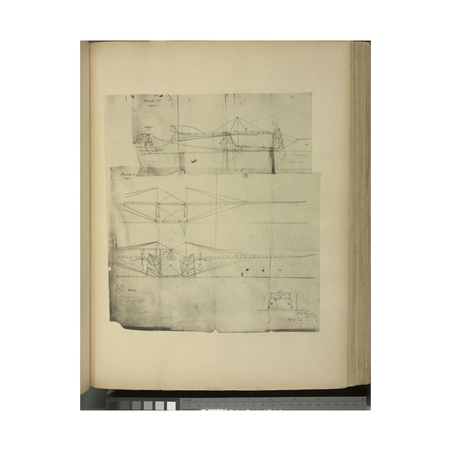 Patent drawing - Planche I et II du brevet n° 111.574 pris en France le 16 février 1876, par Penaud et Gauchot, pour «Un aéro-plane ou appareil aérien volant». Public domain image High Quality Matte Wall Art Poster for Home, Office, Classroom