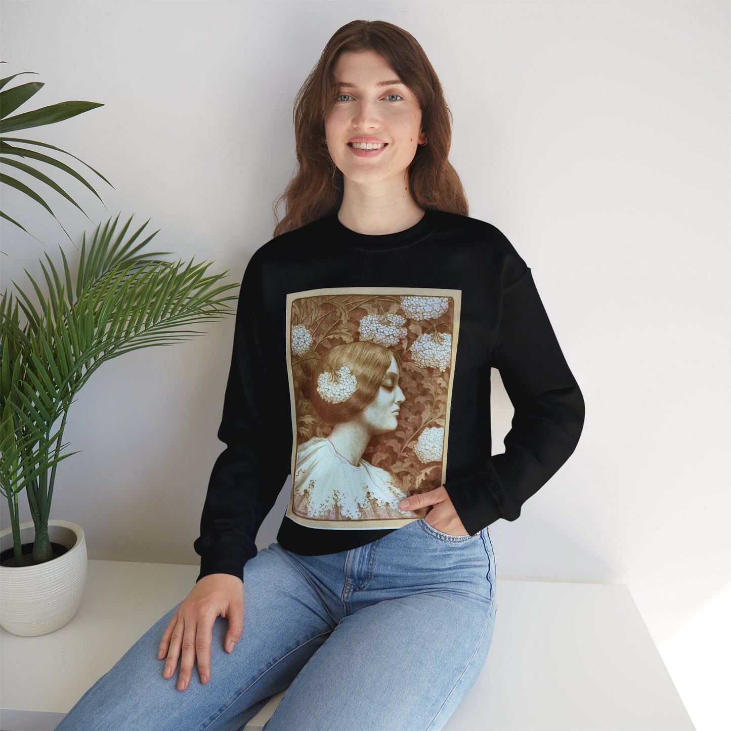 Paul Emile Berthon - Dessin original pour les "Maîtres de l'Affiche". Black Heavy Blend Adult Crew Neck SweatShirt
