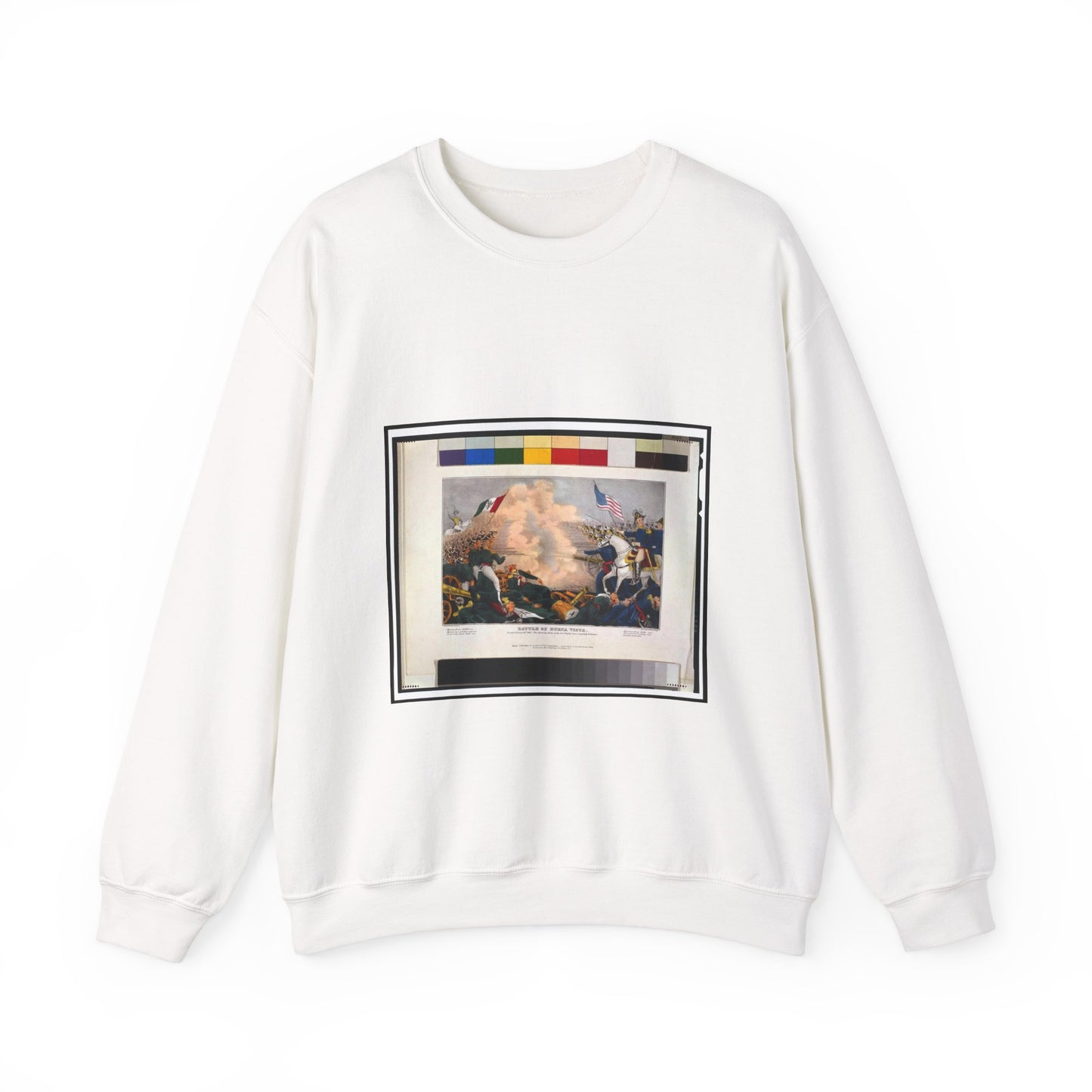 Battle of Buena Vista--Fought February 23d, 1847--The American Army under Genl. Taylor were completely victorious / lith. & pub. by J. Bailie (sic), N. York. White Heavy Blend Adult Crew Neck SweatShirt