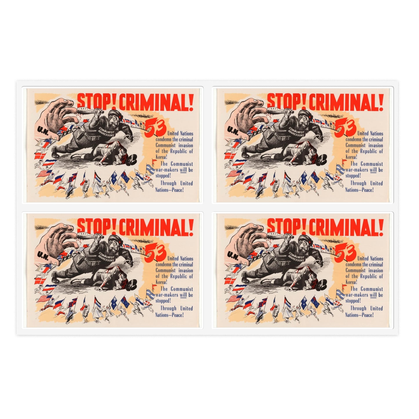 Stop Criminal!, Cold War American Propaganda poster Laminated UV Protective Vinyl Stickers