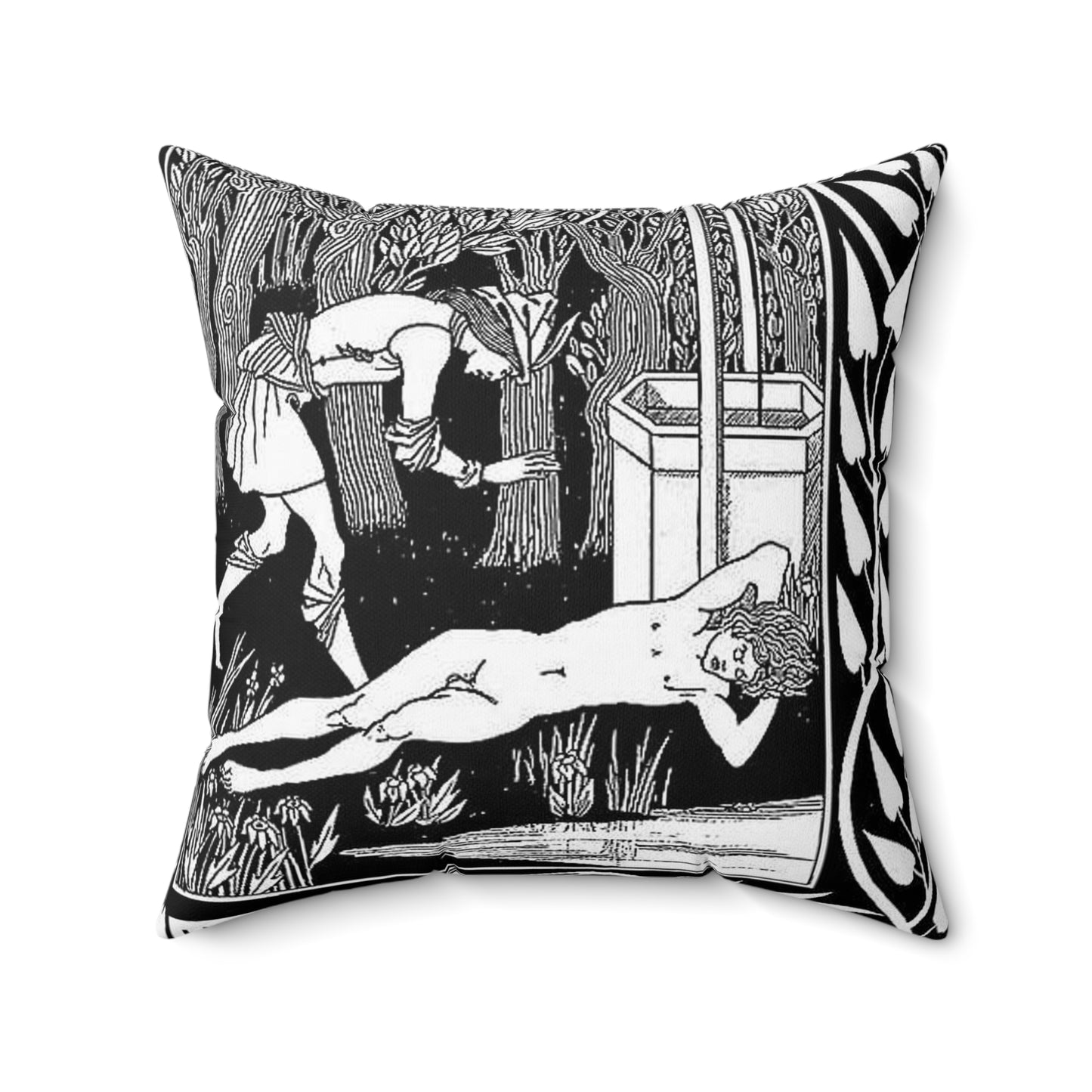 Aubrey Beardsley - How King Marke found Sir Tristram Decorative Accent Square Pillow