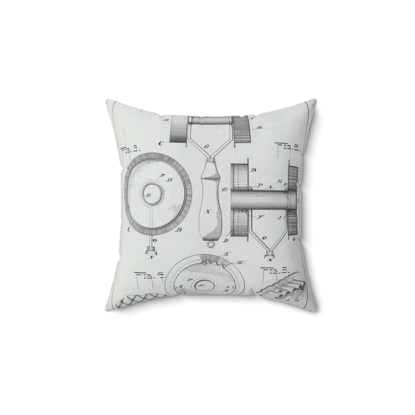 Patent Drawing of Engine - for G. W. Baier's Cake or Doughnut Cutter Public domain image Decorative Accent Square Pillow