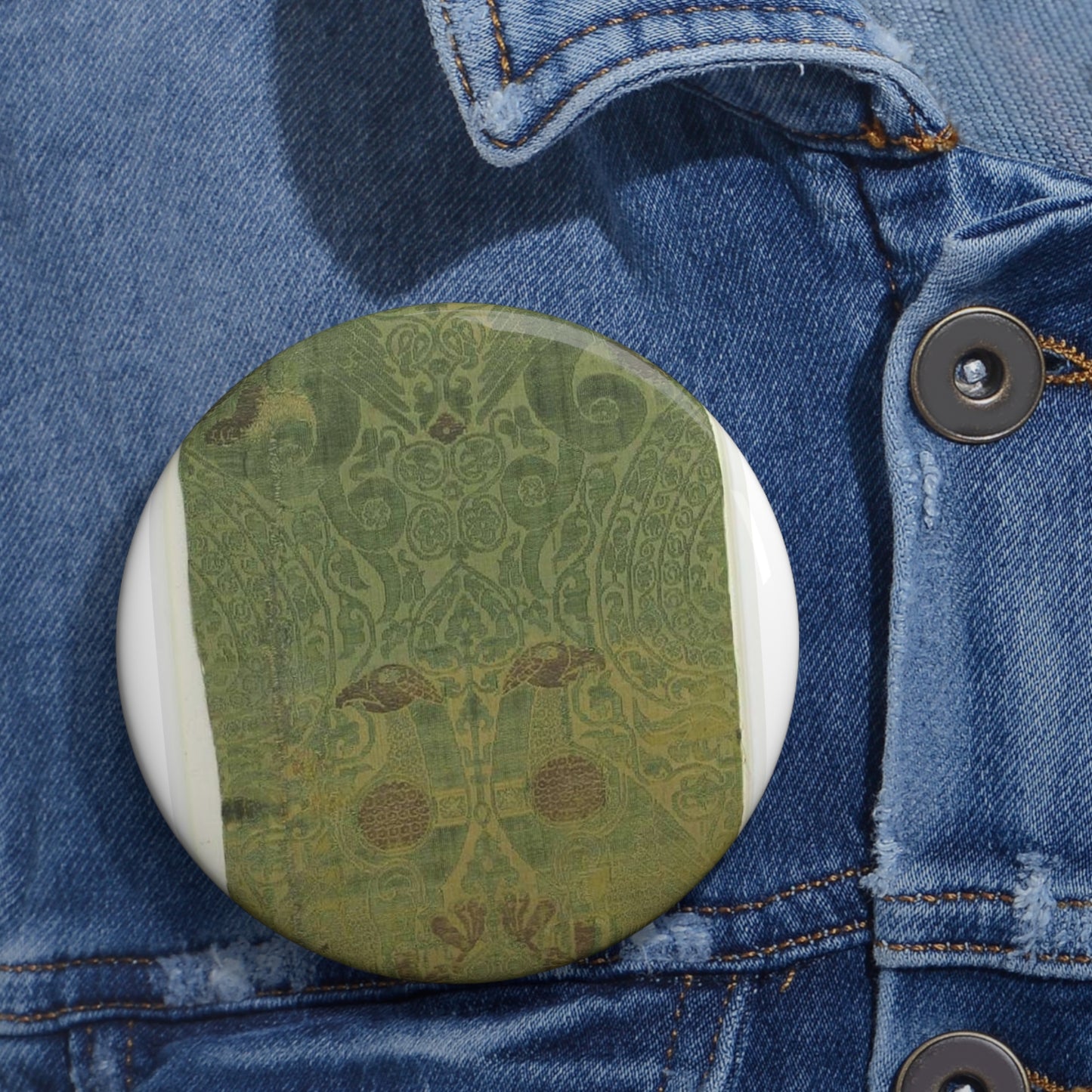Textile with Brocade - Public domain dedication museum photo Pin Buttons with Crisp Design