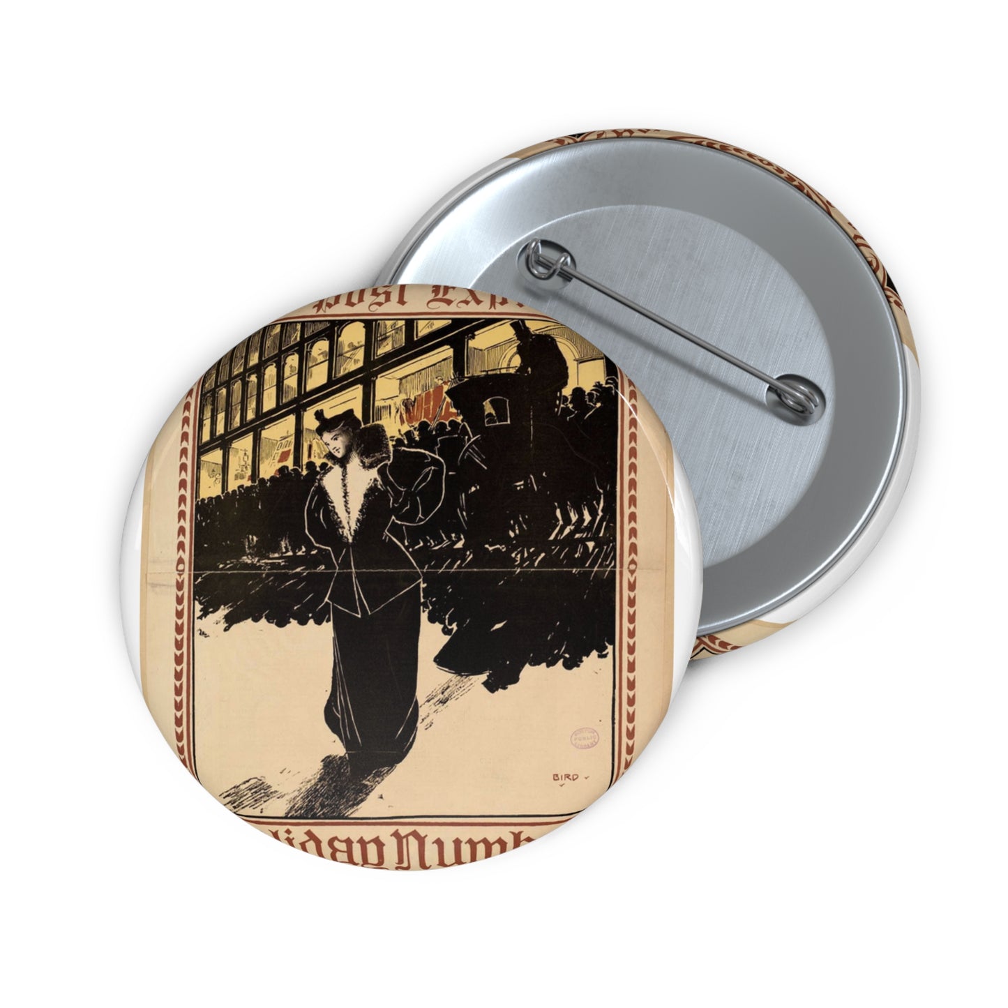 The post express, holiday number Pin Buttons with Crisp Design