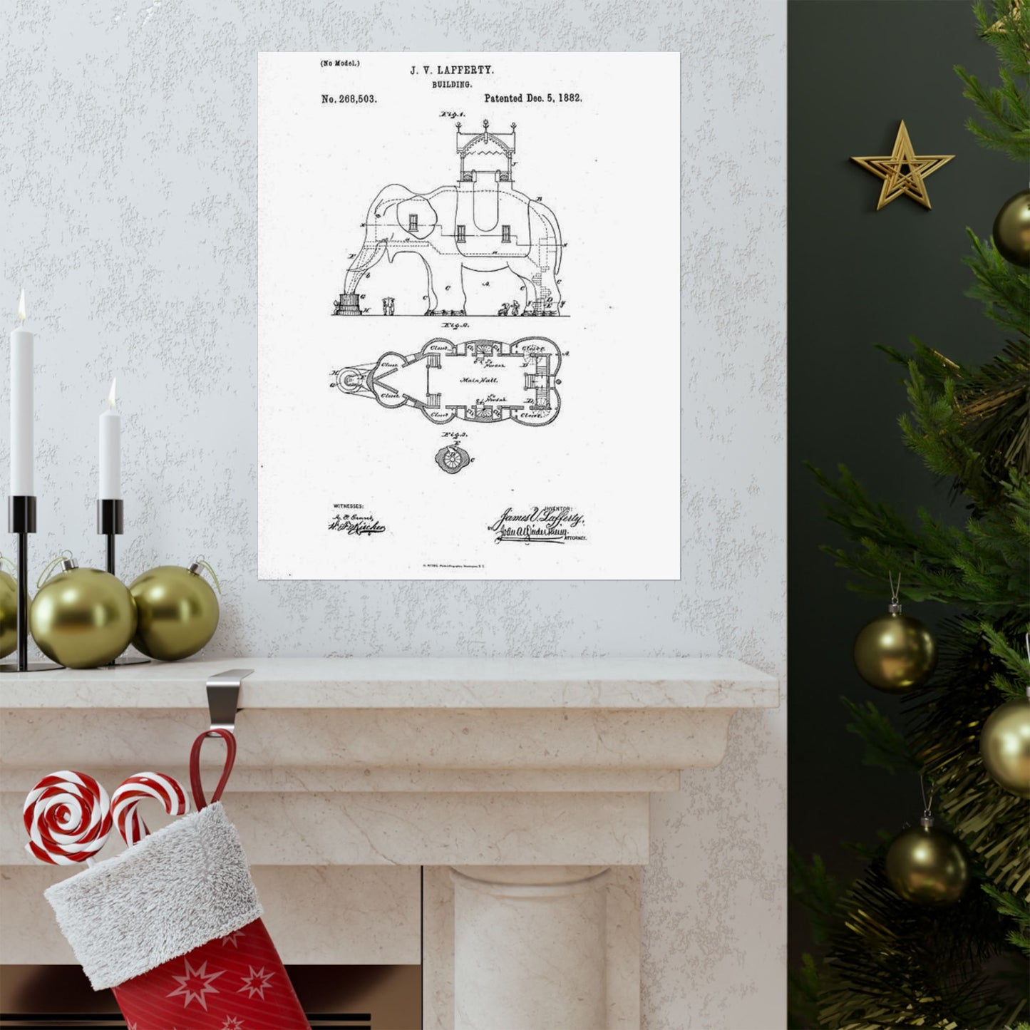Patent Drawing of Engine - Lucy-USpatent268503 1882 Public domain image High Quality Matte Wall Art Poster for Home, Office, Classroom