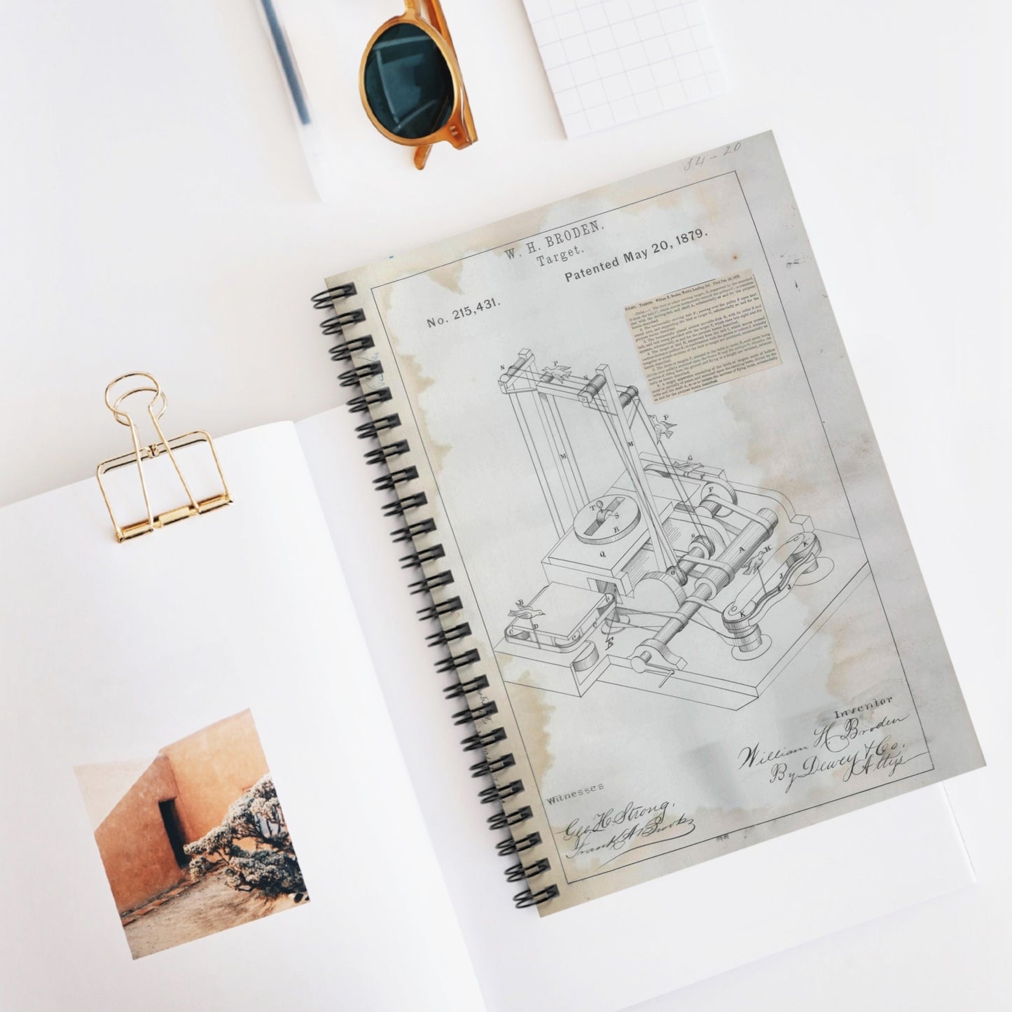 Patent drawing - for W. H. Broden's Target Public domain image Spiral Bound Ruled Notebook with Printed Cover
