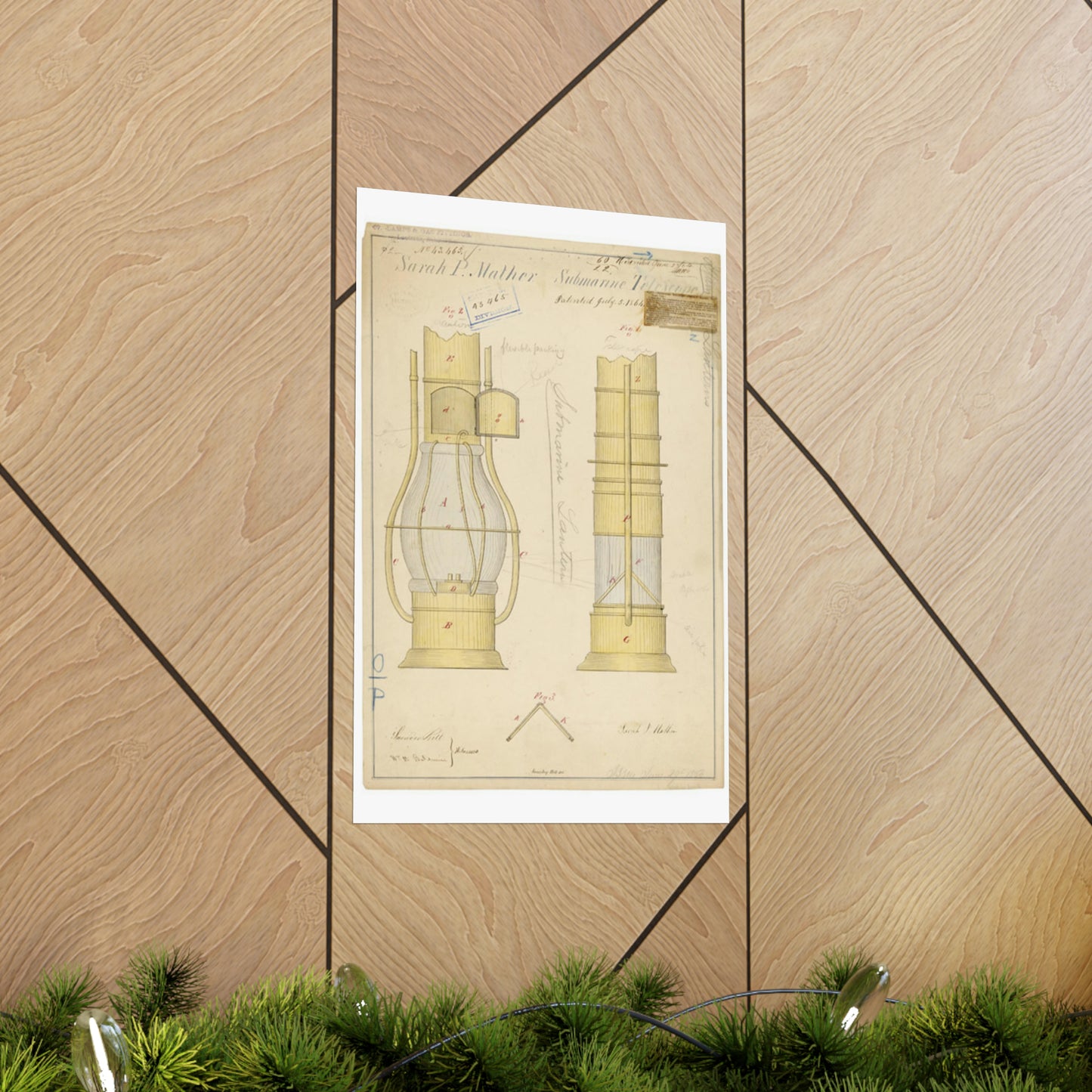 Patent drawing - Drawing of Submarine Telescope Public domain image High Quality Matte Wall Art Poster for Home, Office, Classroom
