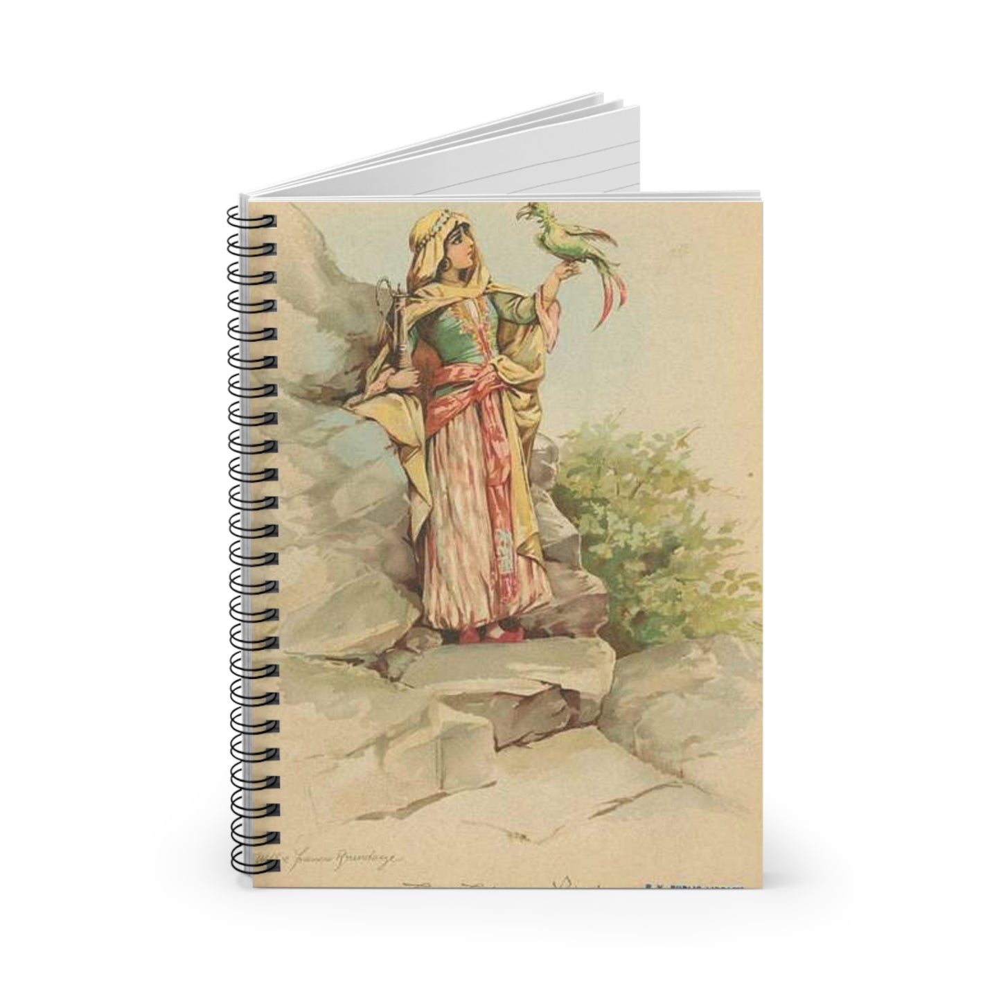 The talking bird. - Drawing. Public domain image. Spiral Bound Ruled Notebook with Printed Cover