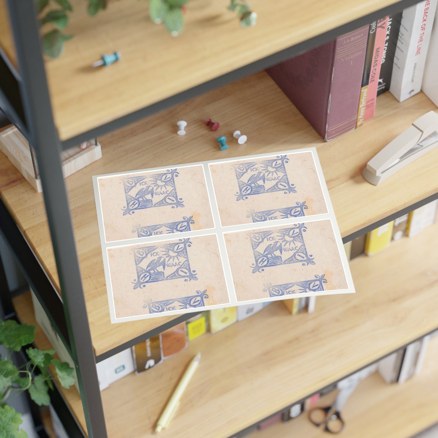 Twee vignetten met een roofvogel die naar de zon staart, RP-P-OB-16.642 Laminated UV Protective Vinyl Stickers