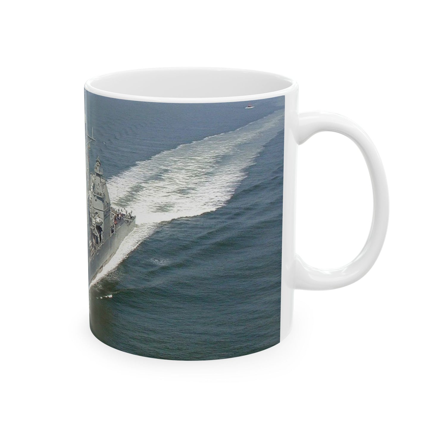 Aerial port bow view of the guided missile cruiser USS GETTYSBURG (CG 64) underway off Fort Story, Virginia Beautiful Novelty Ceramic Coffee Mug 11oz