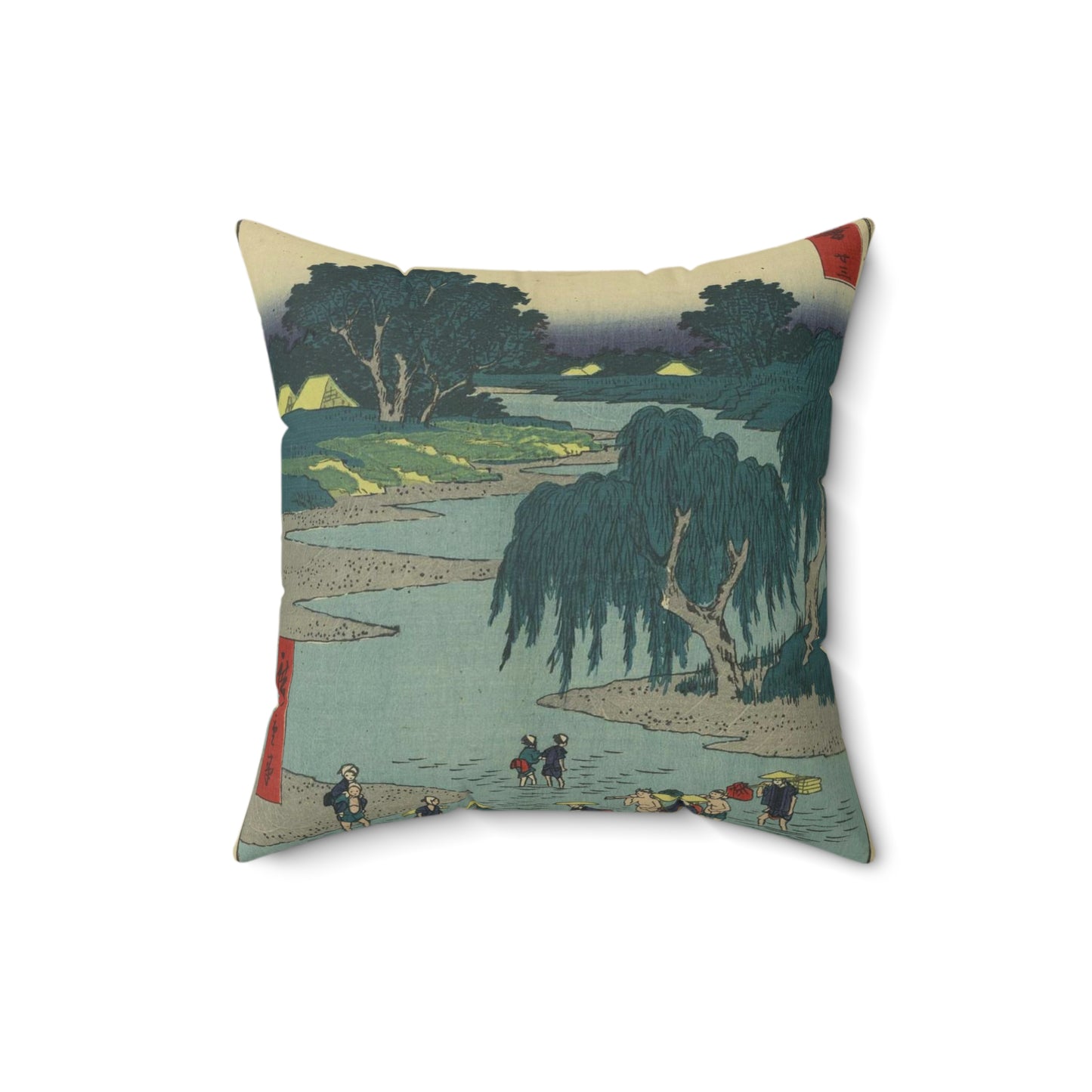Fujieda, Andō Hiroshige - Public domain portrait drawing Decorative Accent Square Pillow