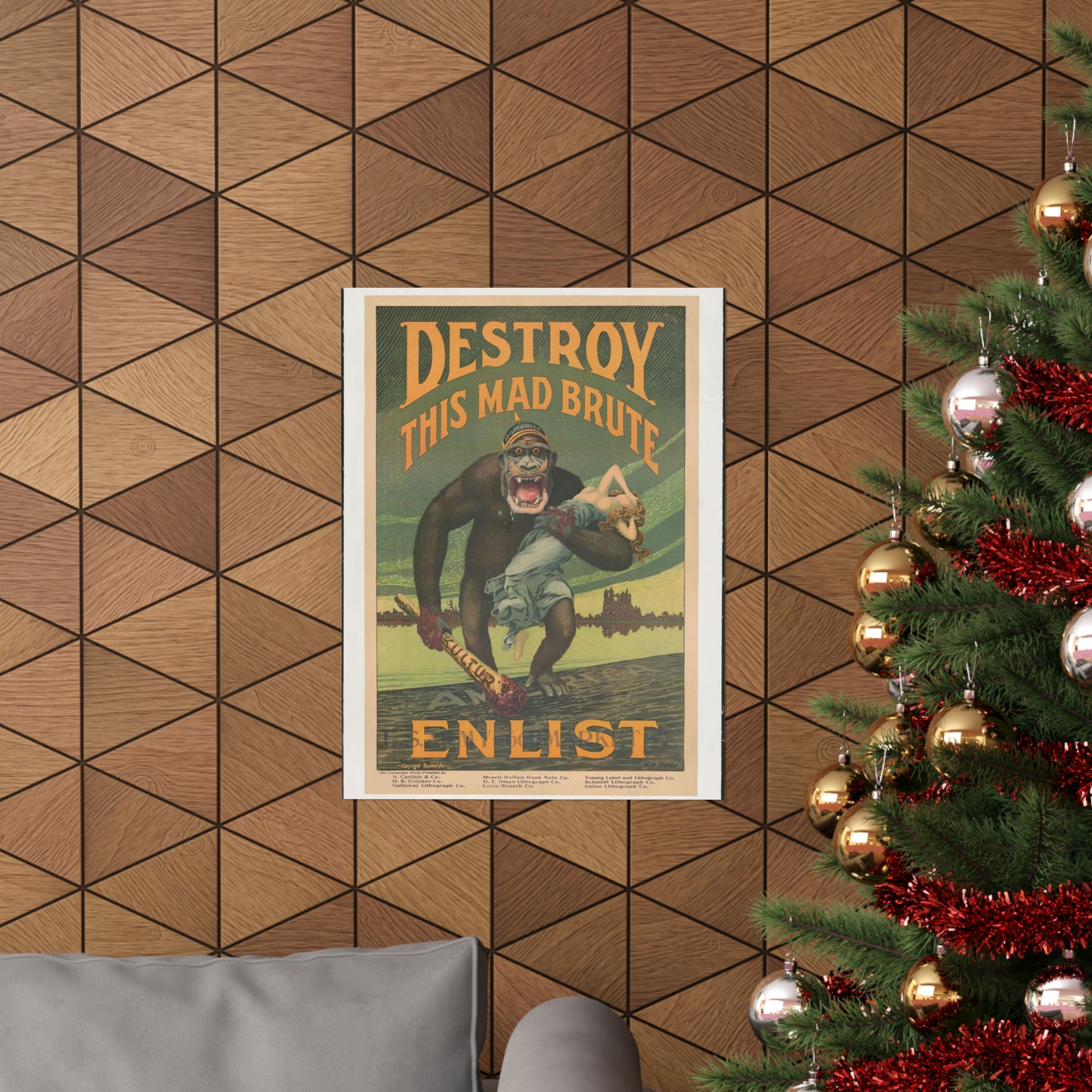 Destroy this mad brute Enlist - U.S. Army. High Quality Matte Wall Art Poster for Home, Office, Classroom