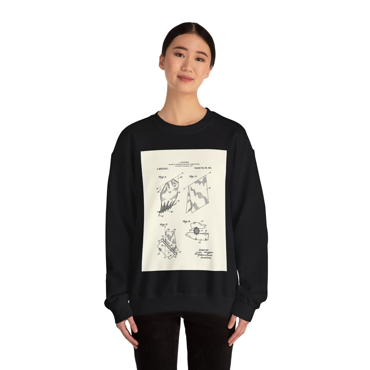 Patent Case File No. 1,400,691, Method of Producing Artificial-Flower Petals, Inventor- Louise Malstrom. - DPLA - 6710c28c24e0449480bf0fb8ddb4a41d (page 4) Black Heavy Blend Adult Crew Neck SweatShirt