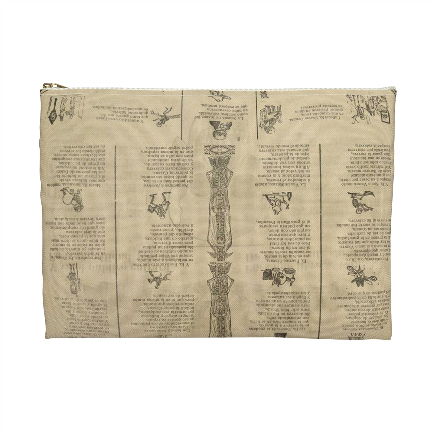 De este famoso hipodromo en la pista, no faltara ni un solo periodista. La muerte inexorable no respeta ni a los que veis aquí en bicicleta Large Organizer Pouch with Black Zipper