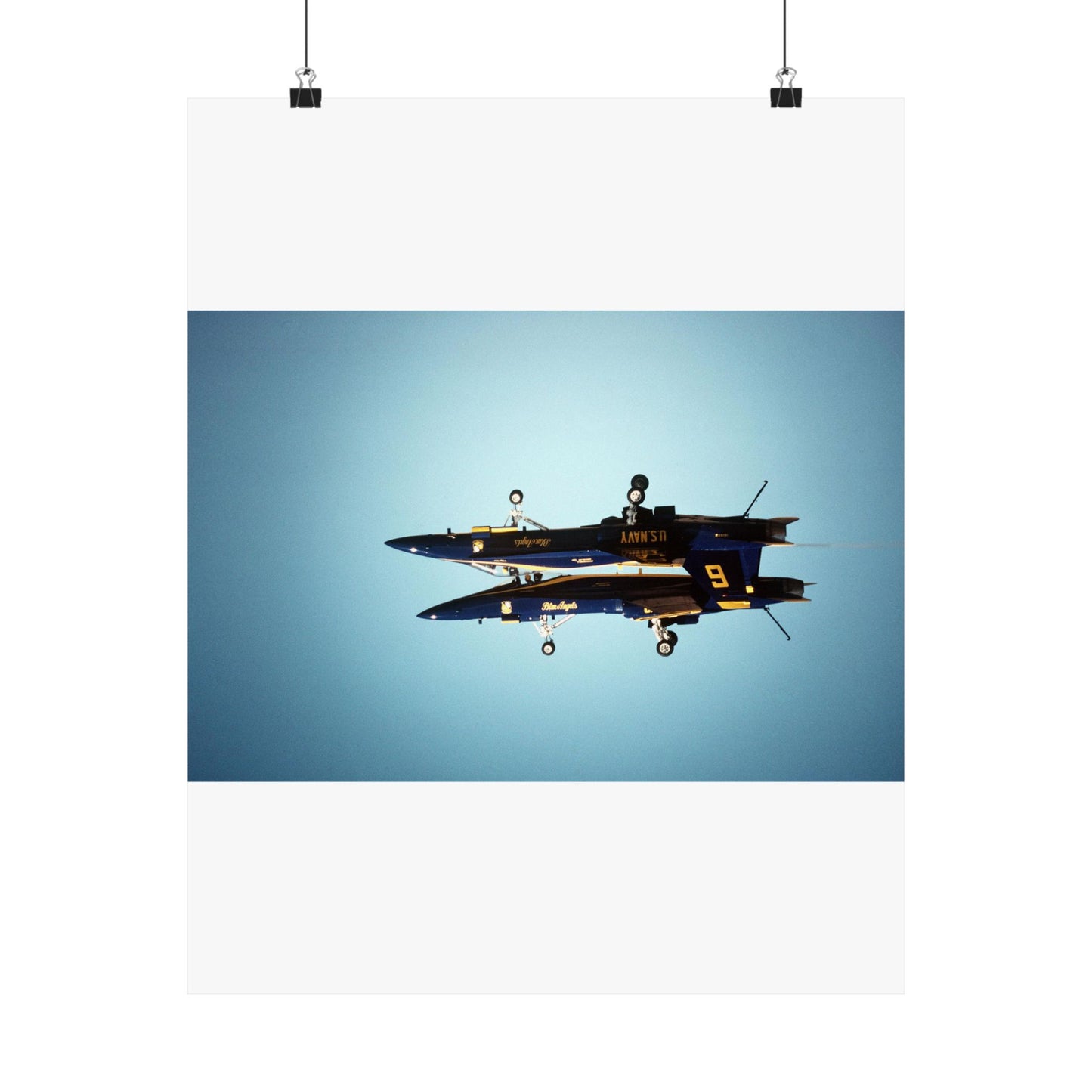 Two F/A-18A Hornet aircraft of the Blue Angels Flight Demonstration Squadron execute the Fortus maneuver during an air show High Quality Matte Wall Art Poster for Home, Office, Classroom