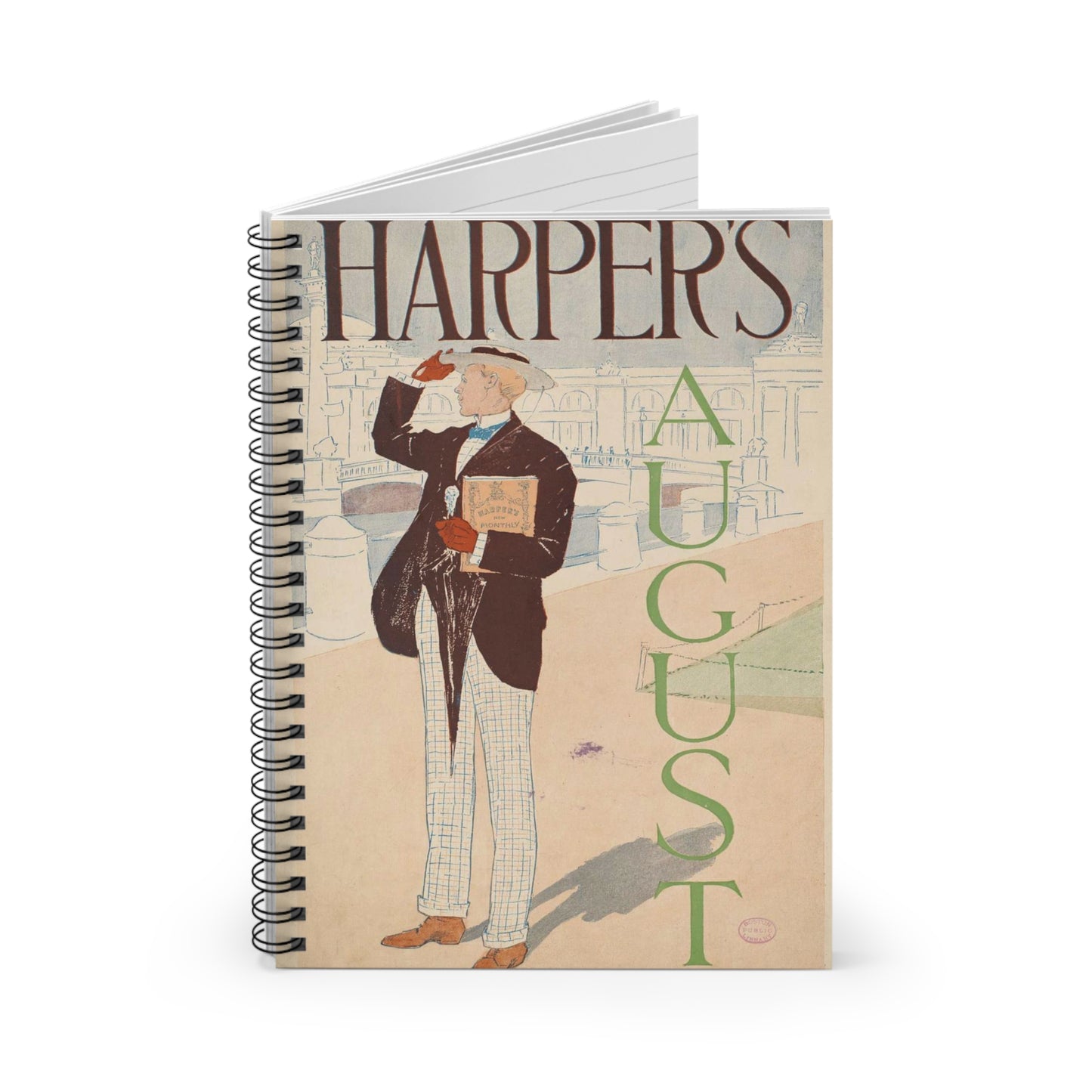 Edward Penfield, Harper's August Spiral Bound Ruled Notebook with Printed Cover