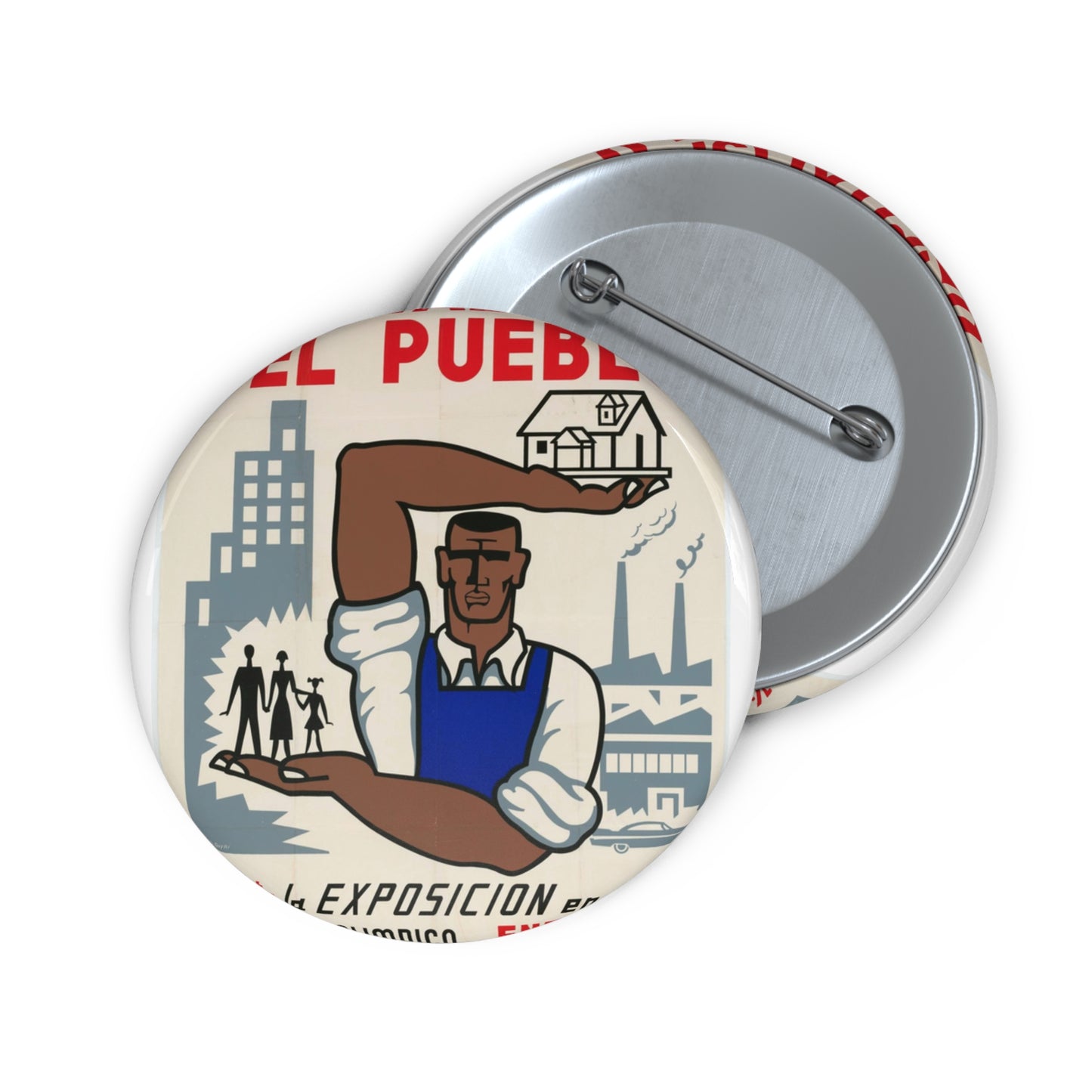People's Capitalism Poster, United States information service propaganda Pin Buttons with Crisp Design