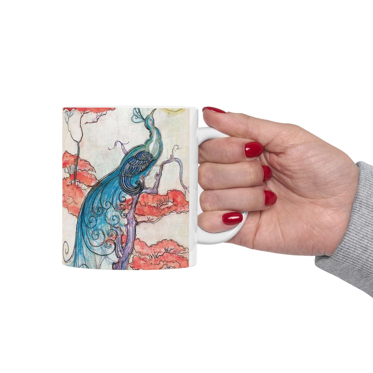 EliseuVisconti-A832-Pavão iluminado – Estudo para tecido Beautiful Novelty Ceramic Coffee Mug 11oz
