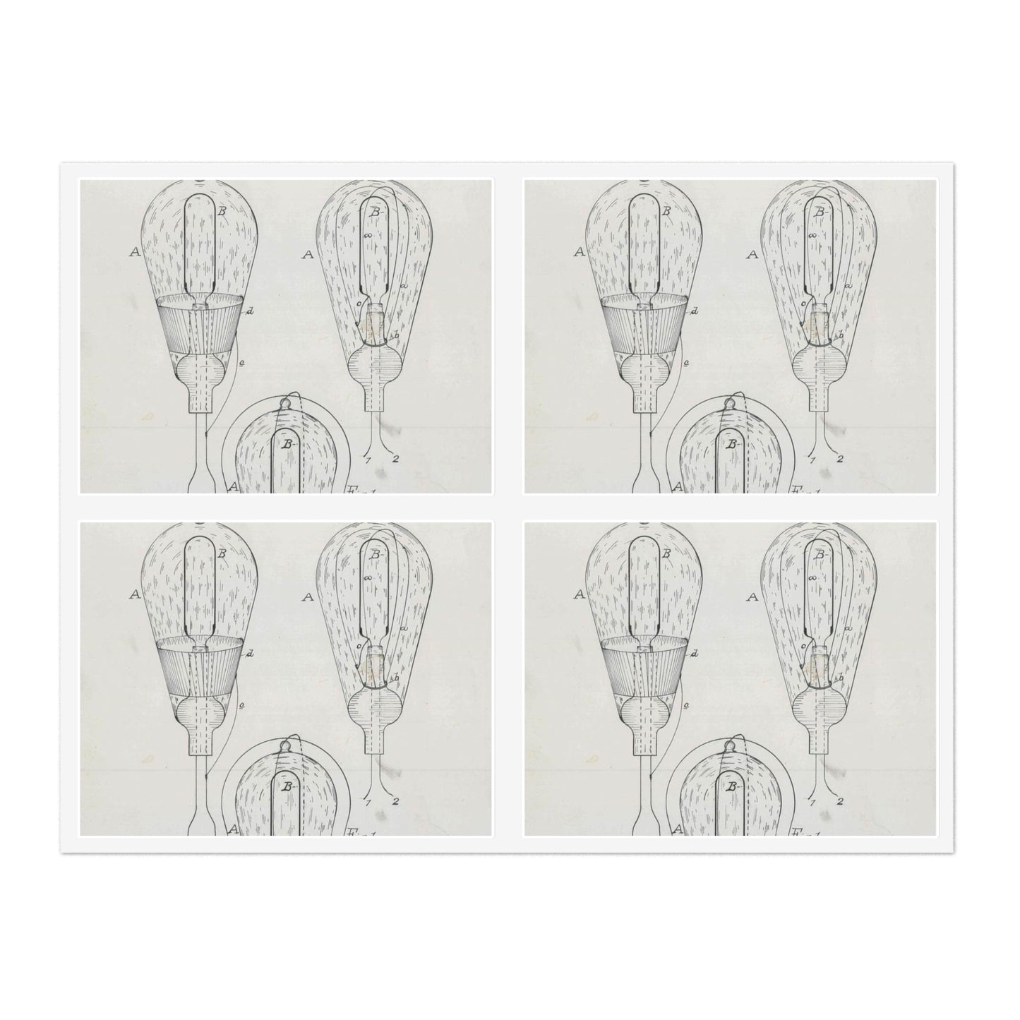 Patent drawing - for T. A. Edison's Incandescing Electric Lamp Public domain image Laminated UV Protective Vinyl Stickers