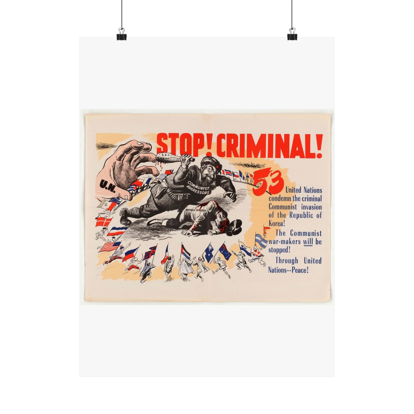 Stop Criminal!, Cold War American Propaganda poster High Quality Matte Wall Art Poster for Home, Office, Classroom